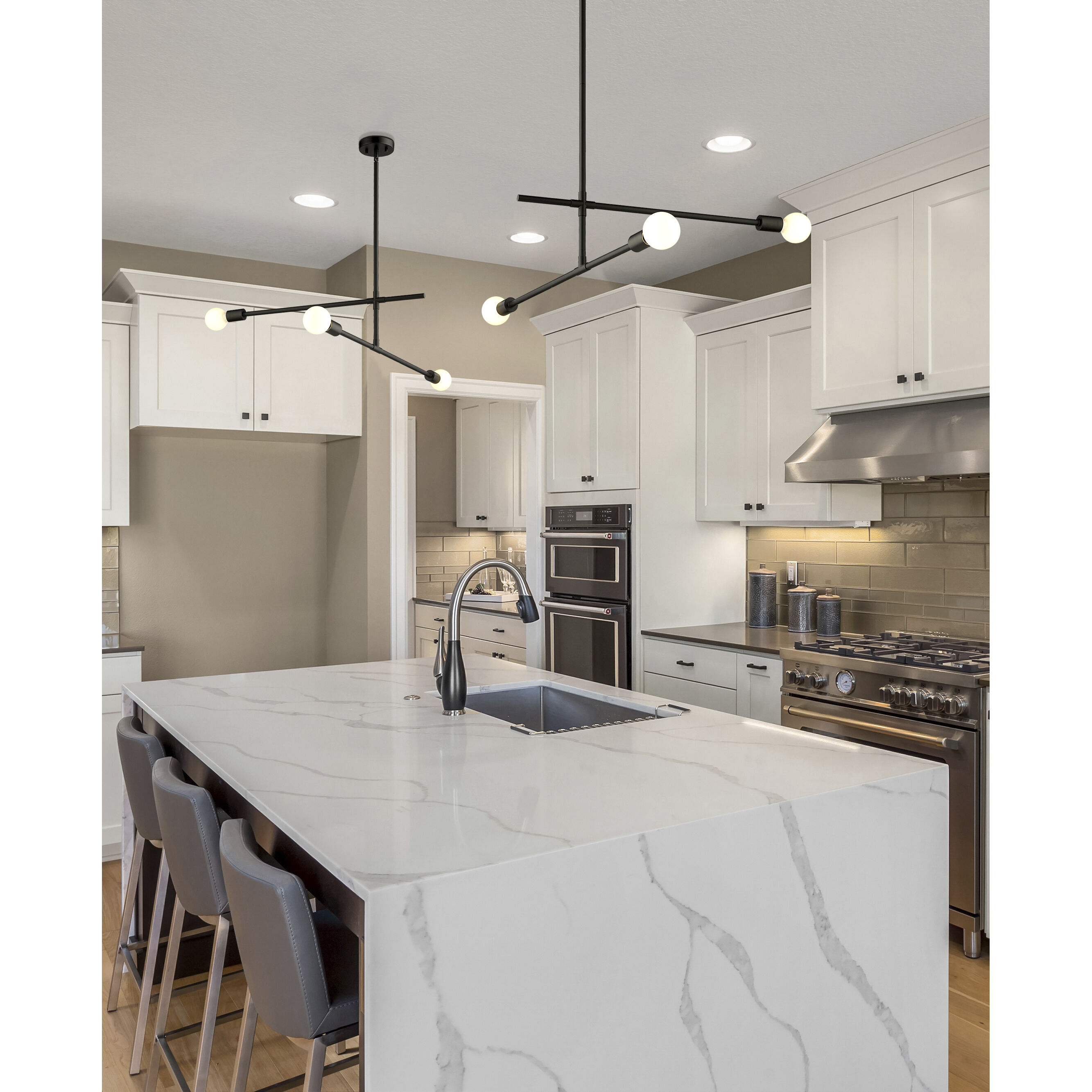 Modernist 3 Light 4.75 inch Matte Black Chandelier Ceiling Light