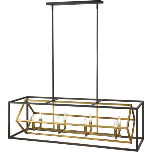 Euclid 8 Light 44 inch Olde Brass and Bronze Linear Chandelier Ceiling Light