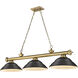 Cordon 3 Light 58 inch Rubbed Brass Billiard Ceiling Light in Matte Black Steel