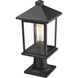 Portland 1 Light 18 inch Black Outdoor Pier Mounted Fixture in Clear Beveled Glass, 6.34