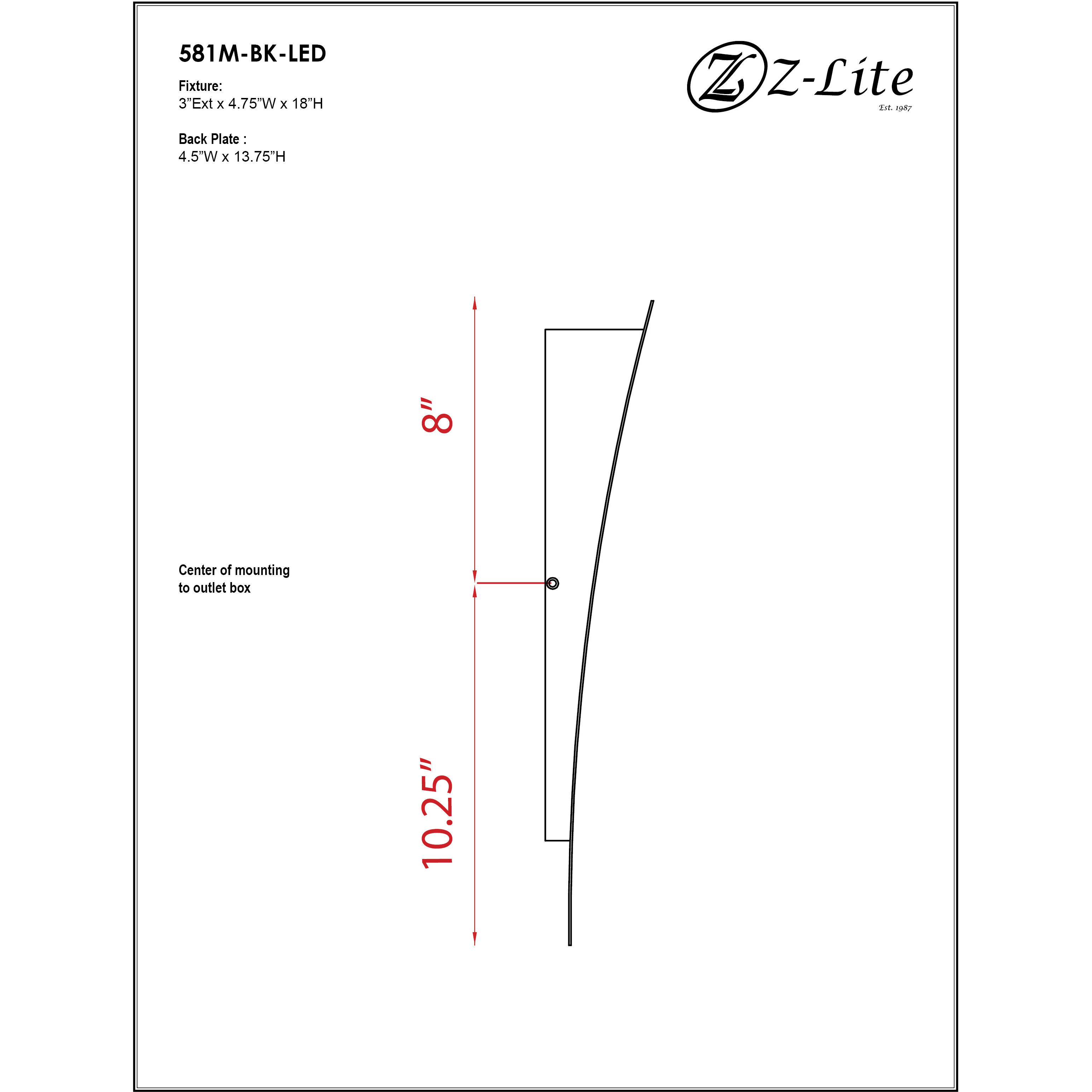 Landrum LED 18 inch Black Outdoor Wall Light