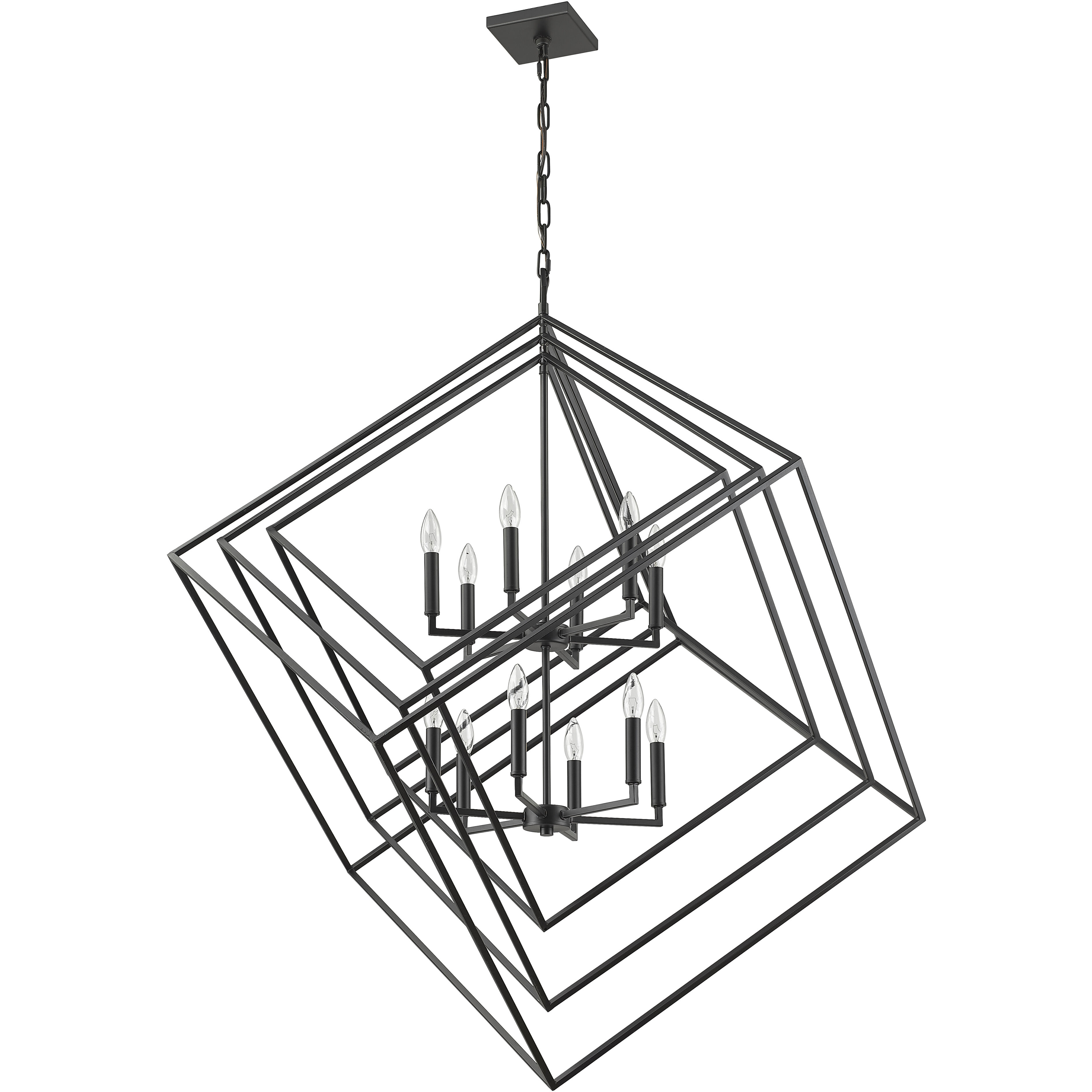 Euclid 12 Light 47.5 inch Matte Black Chandelier Ceiling Light