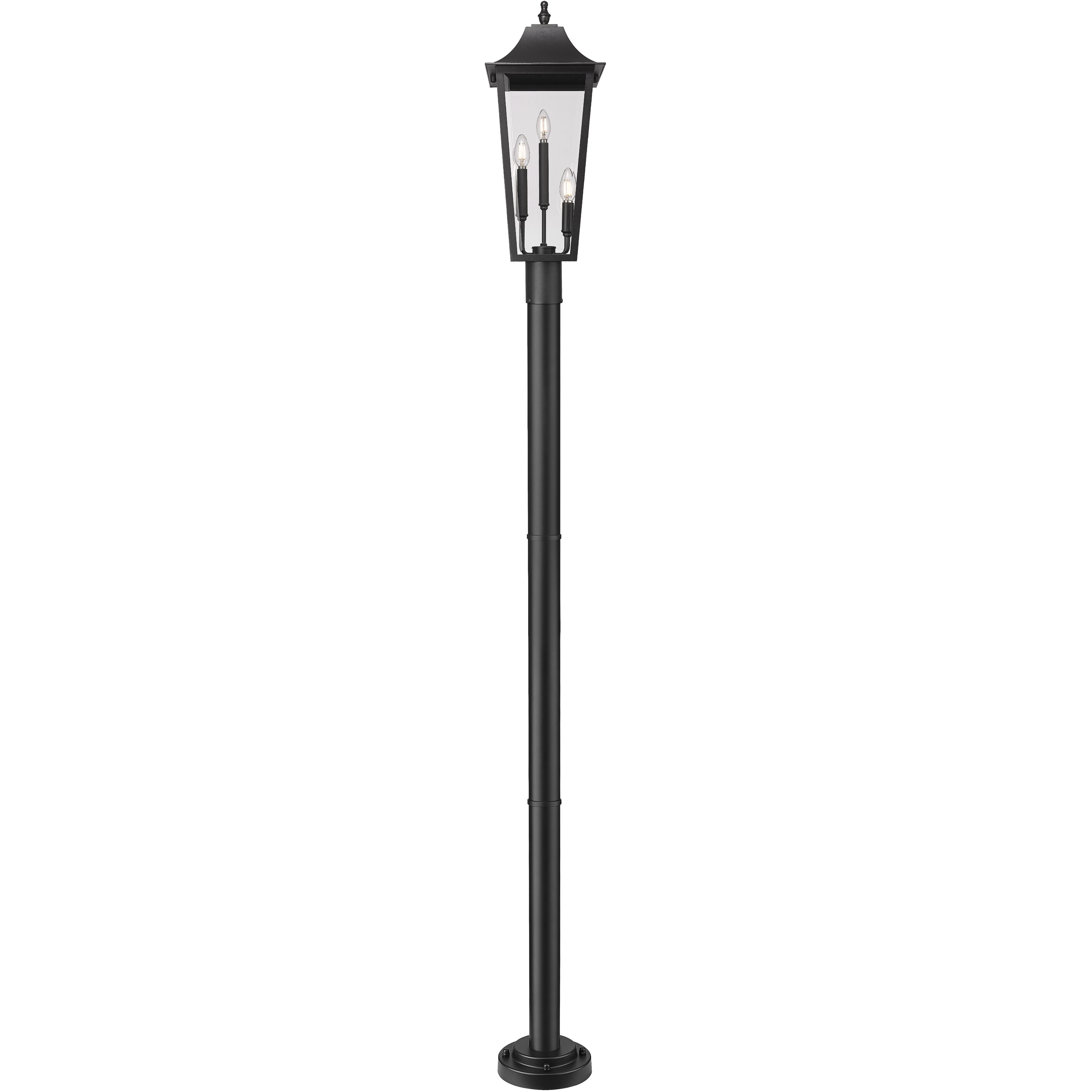 Gannon 3 Light 100.5 inch Black Outdoor Post Mounted Fixture in G9