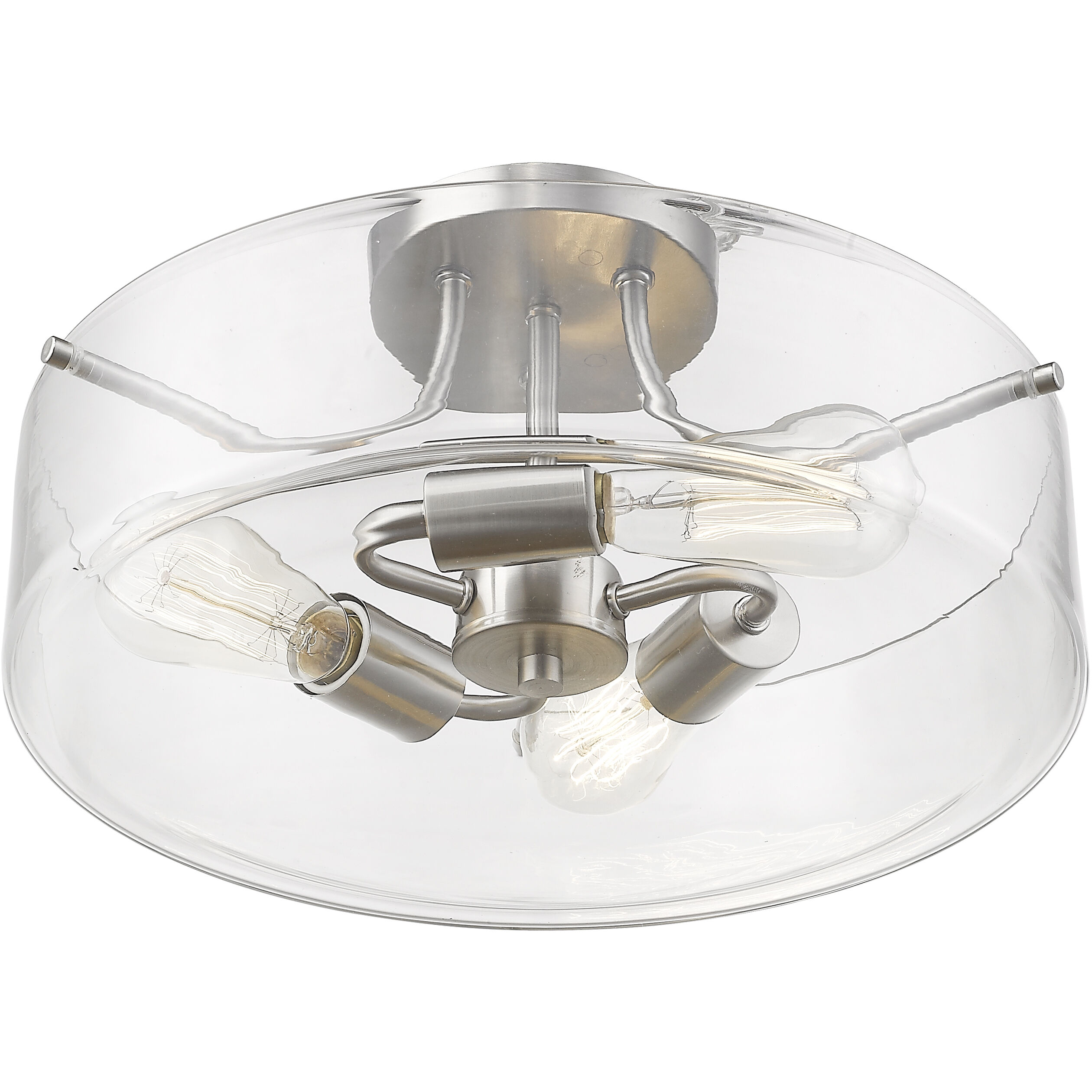 Delaney 3 Light 15 inch Brushed Nickel Semi Flush Mount Ceiling Light