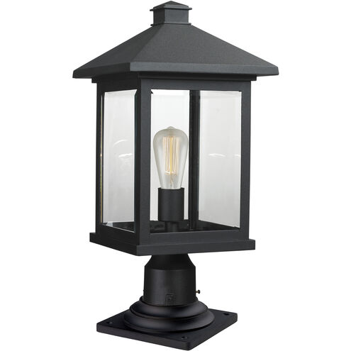 Portland 1 Light 20.5 inch Black Outdoor Pier Mounted Fixture in Clear Beveled Glass, 6.26