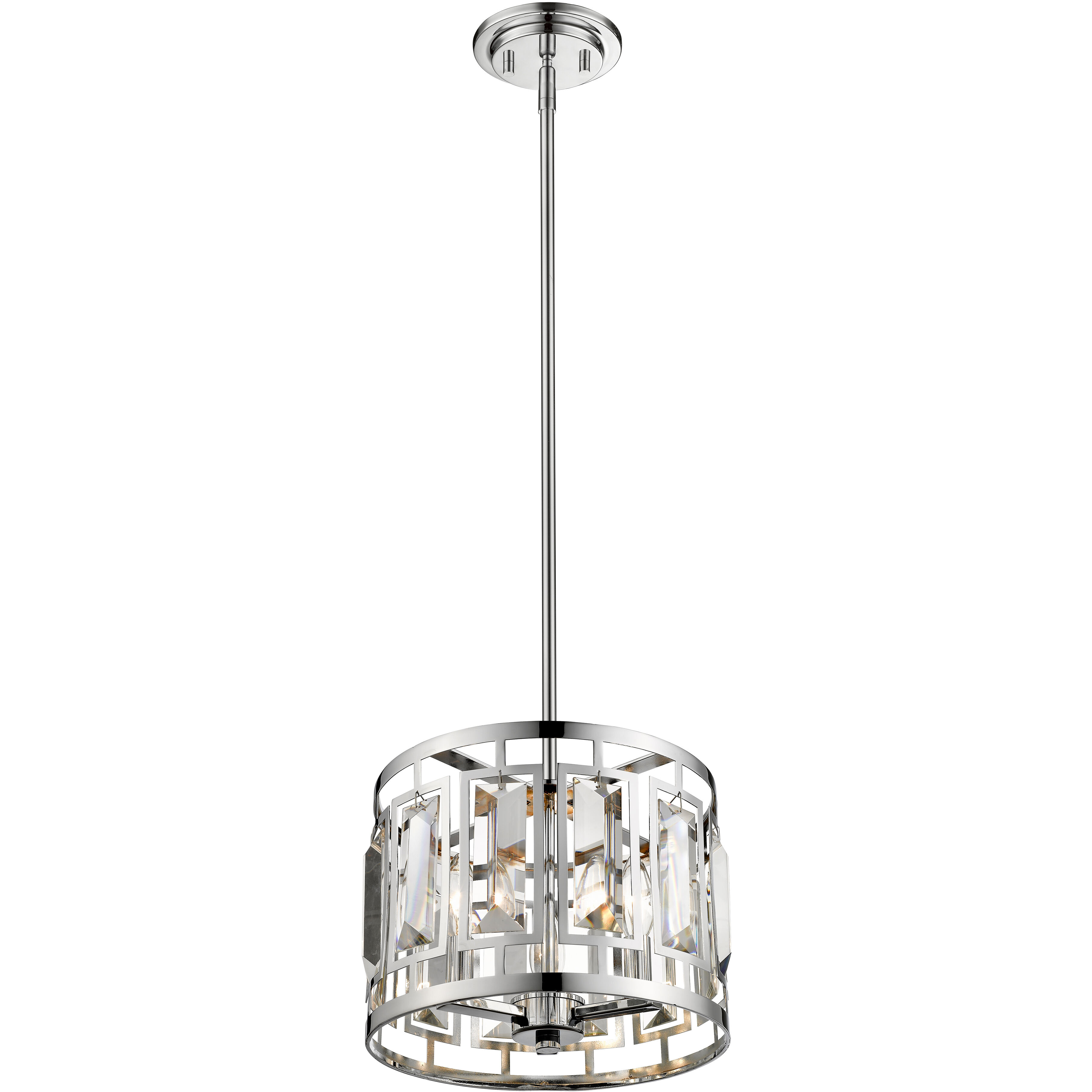 Mersesse 3 Light 11.5 inch Chrome Pendant Ceiling Light in 8.58, Clear and Chrome