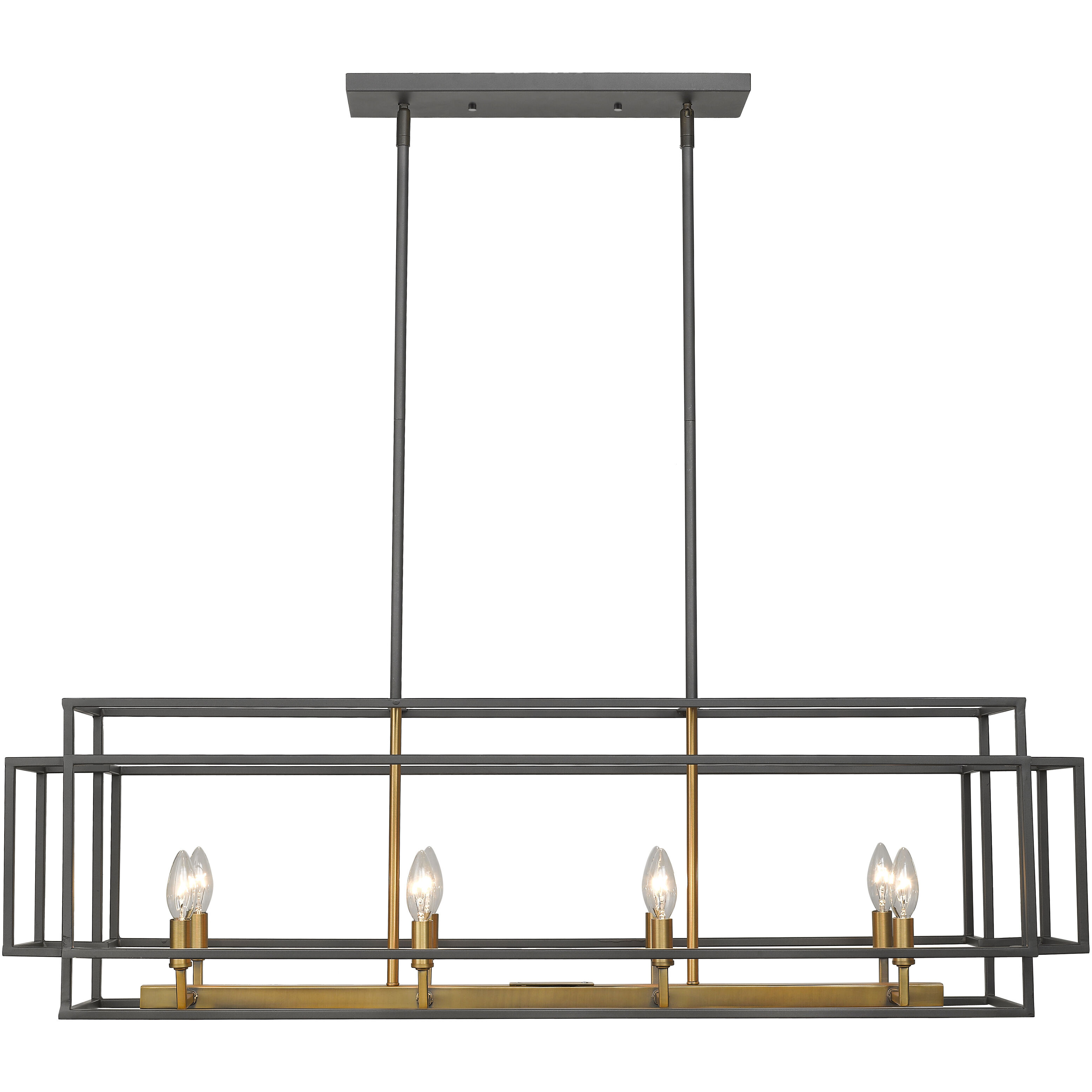 Titania 8 Light 44 inch Bronze and Olde Brass Linear Chandelier Ceiling Light