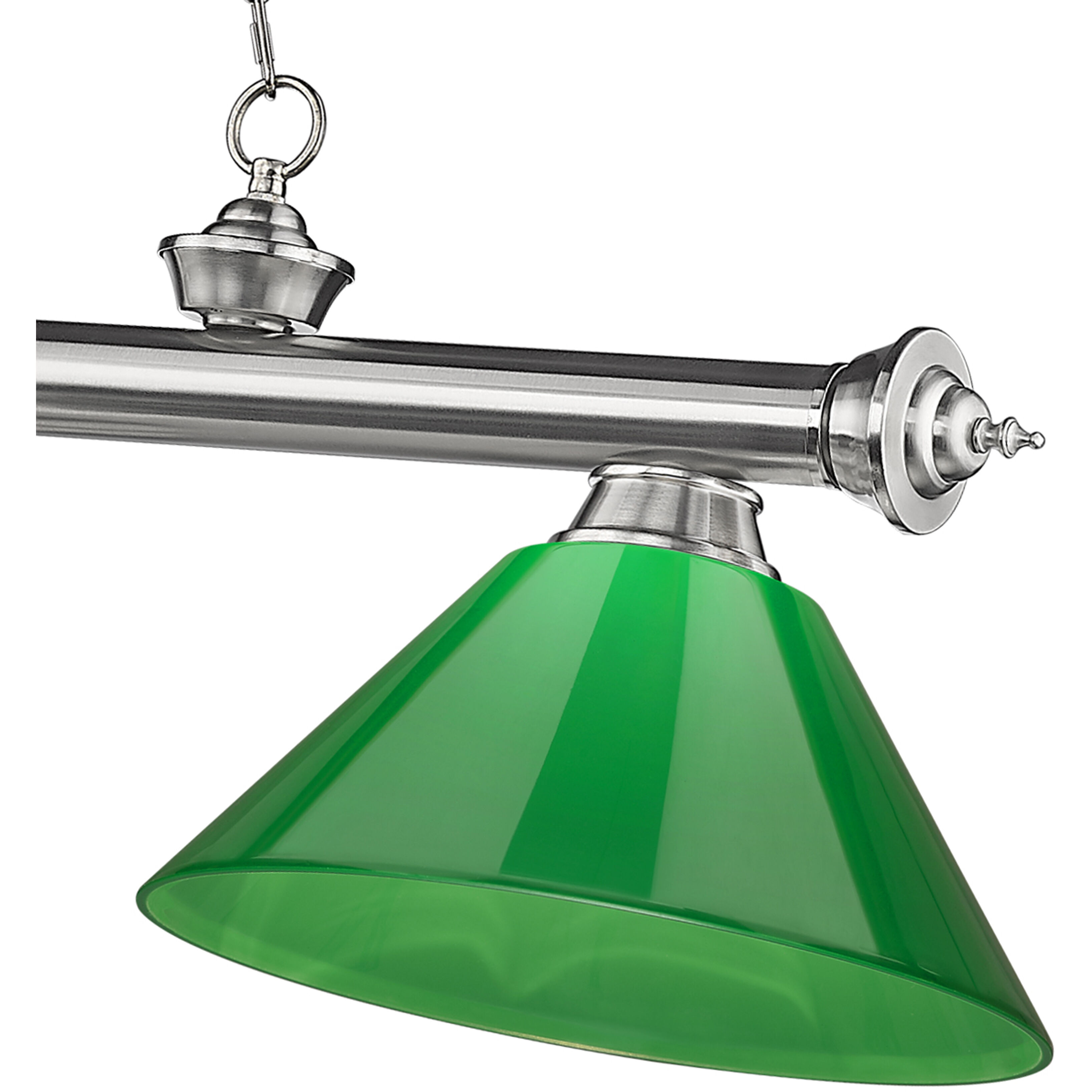 Cordon 3 Light 57.25 inch Brushed Nickel Billiard Ceiling Light in Green Plastic
