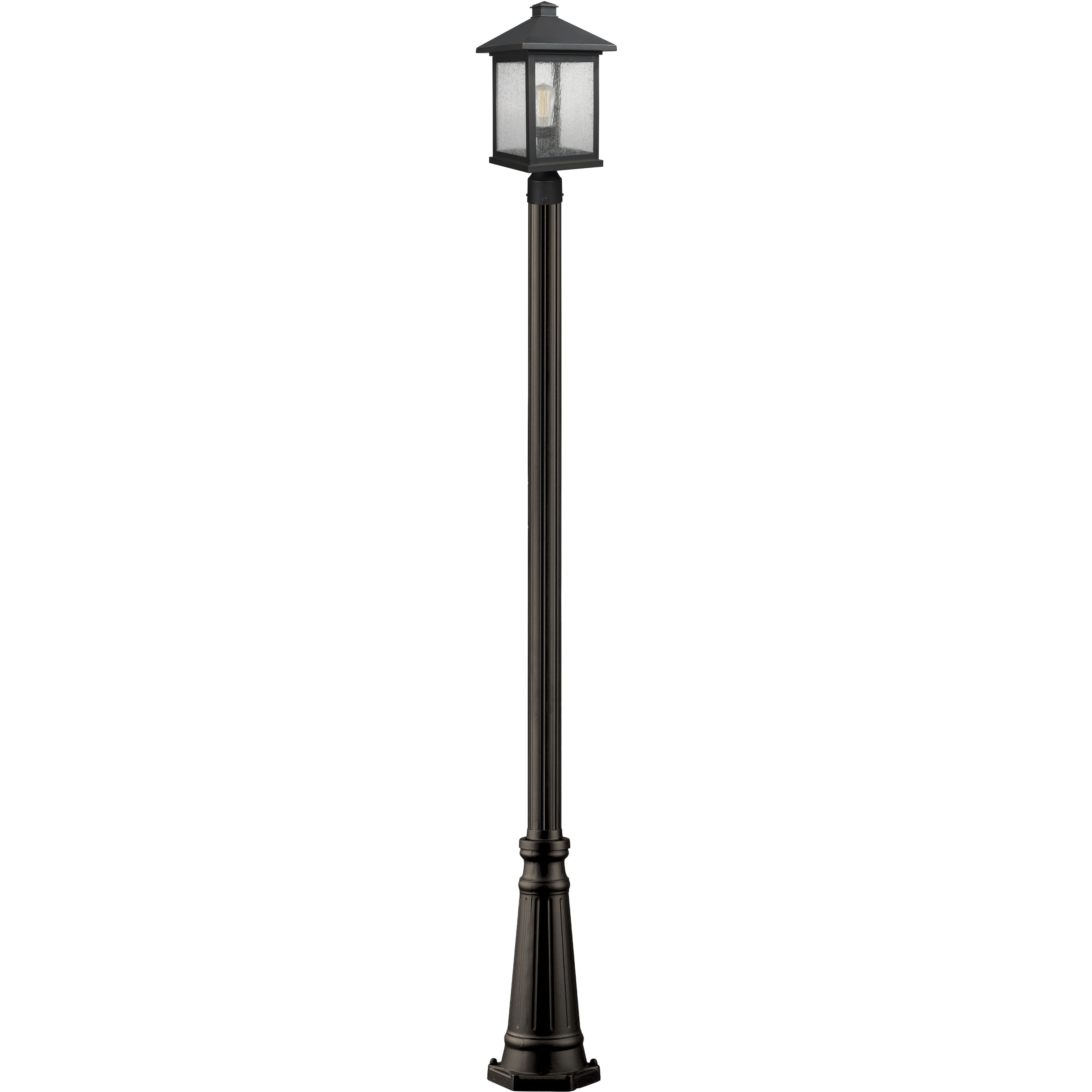 Portland 1 Light 112.25 inch Oil Rubbed Bronze Outdoor Post Mounted Fixture in Clear Seedy Glass, 11.25