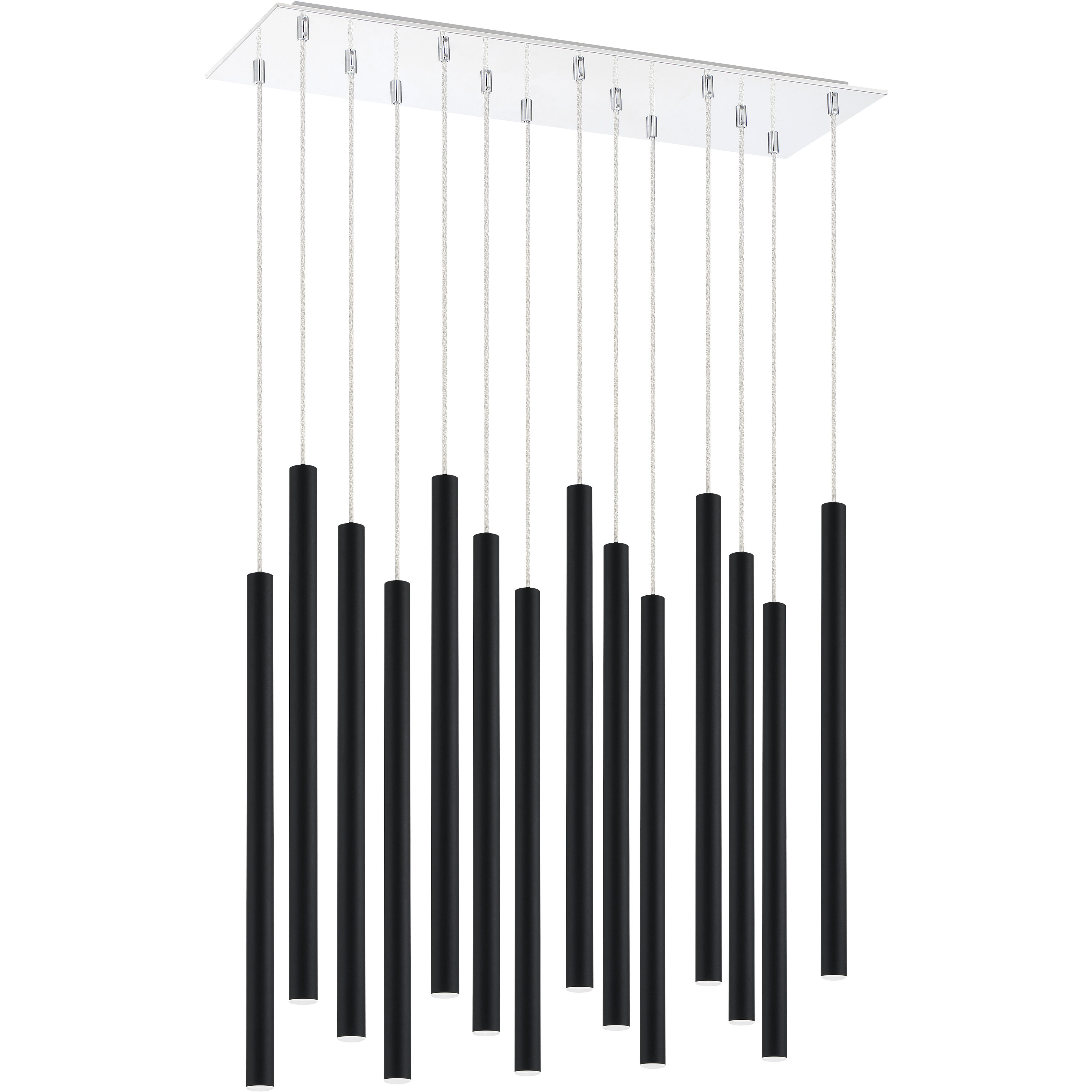 Forest LED 9.75 inch Chrome Chandelier Ceiling Light in 51, Matte Black Steel, 14