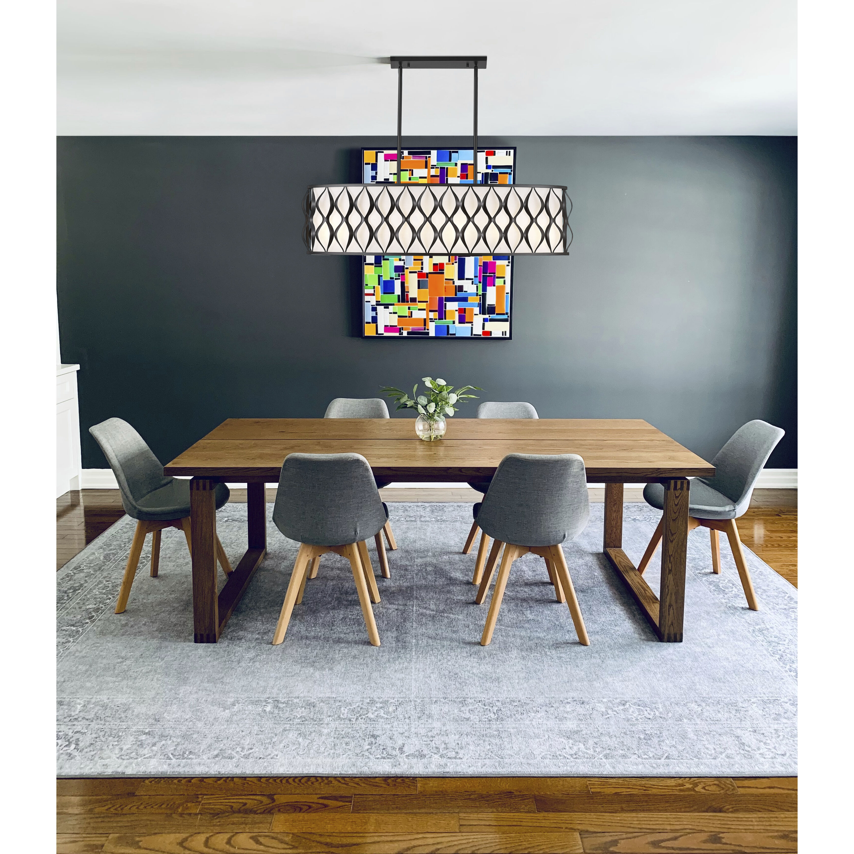 Harden 10 Light 43 inch Matte Black Linear Chandelier Ceiling Light