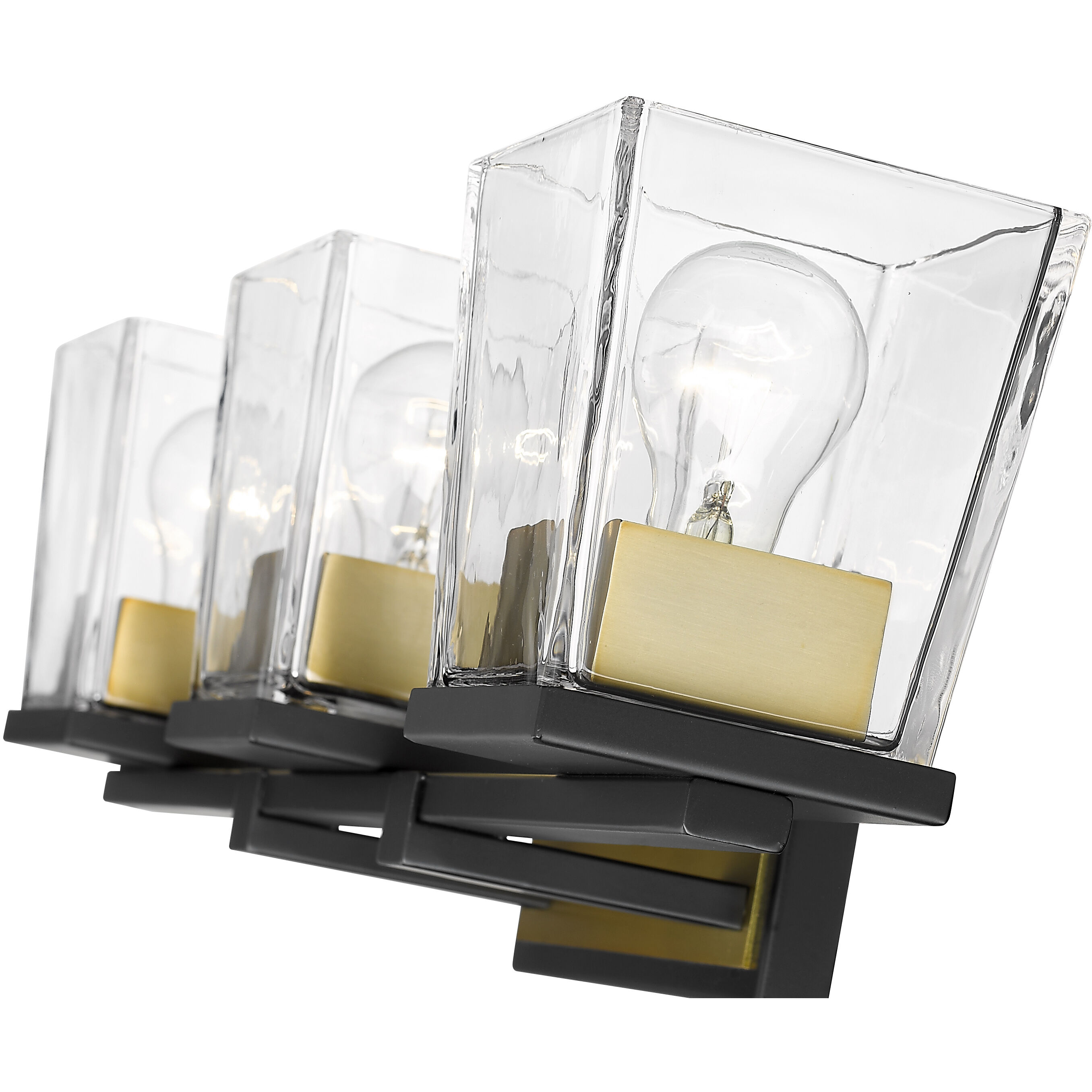 Bleeker Street 3 Light 25 inch Matte Black and Olde Brass Vanity Wall Light