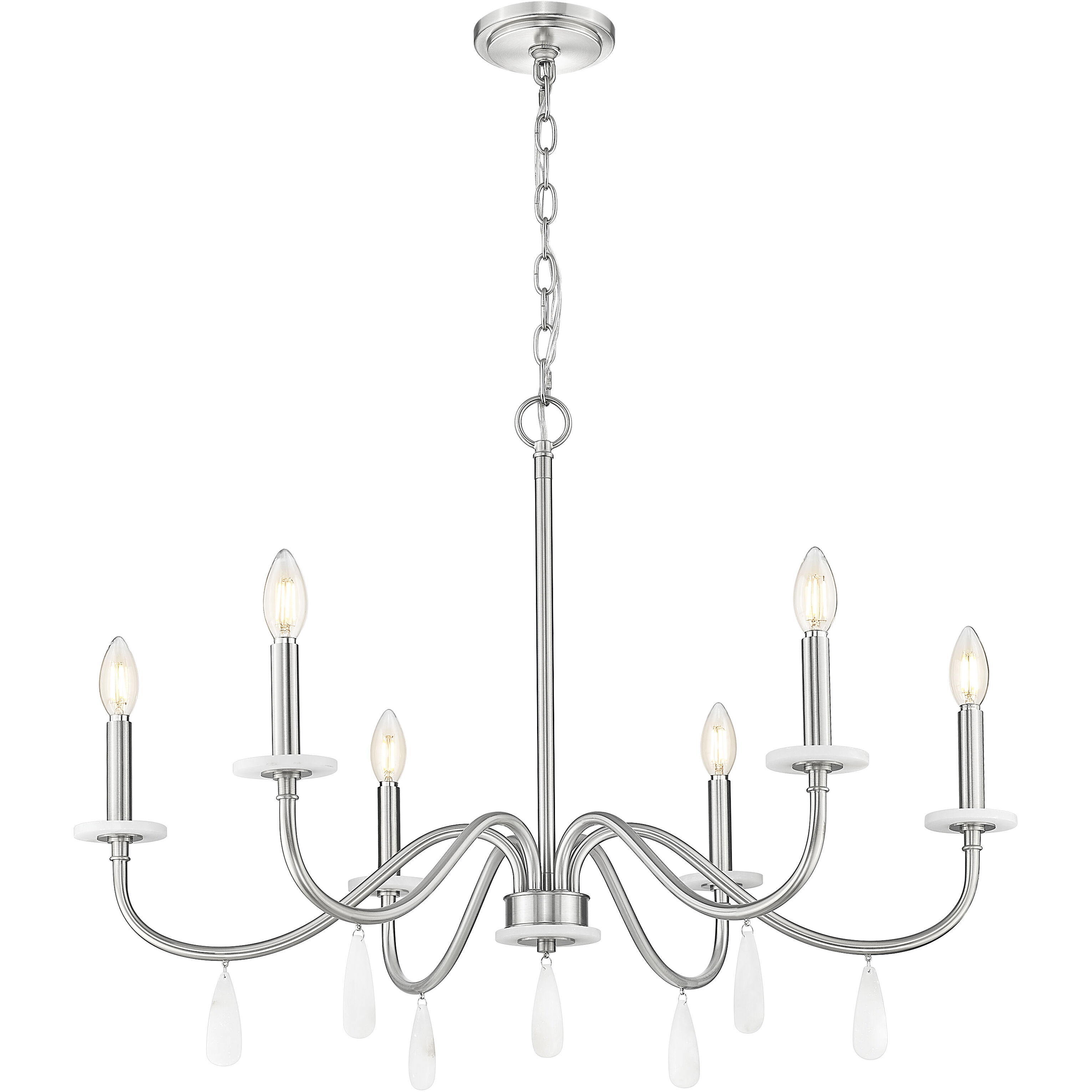 Toussant 6 Light 32 inch Brushed Nickel Chandelier Ceiling Light