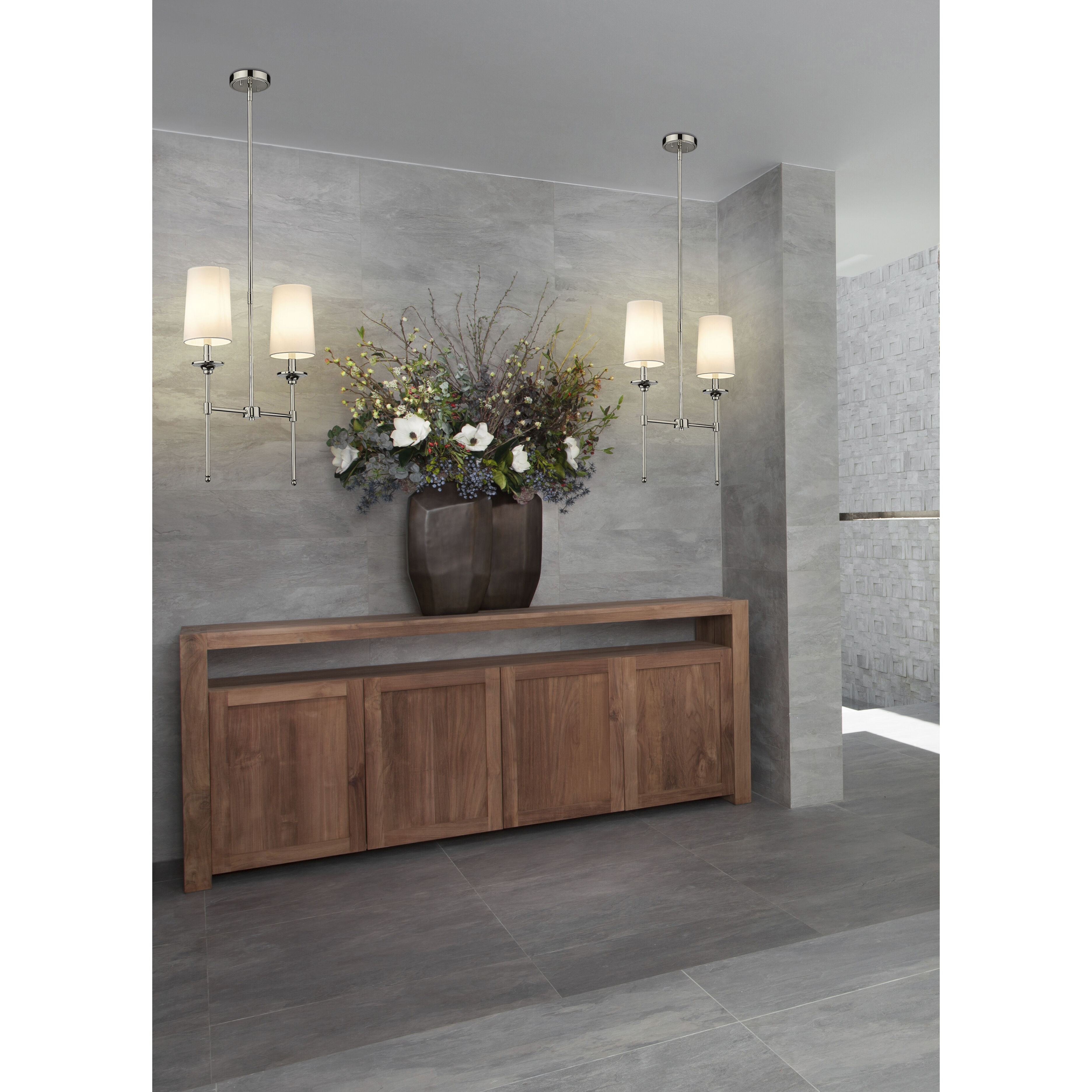 Emily 2 Light 19 inch Polished Nickel Linear Chandelier Ceiling Light