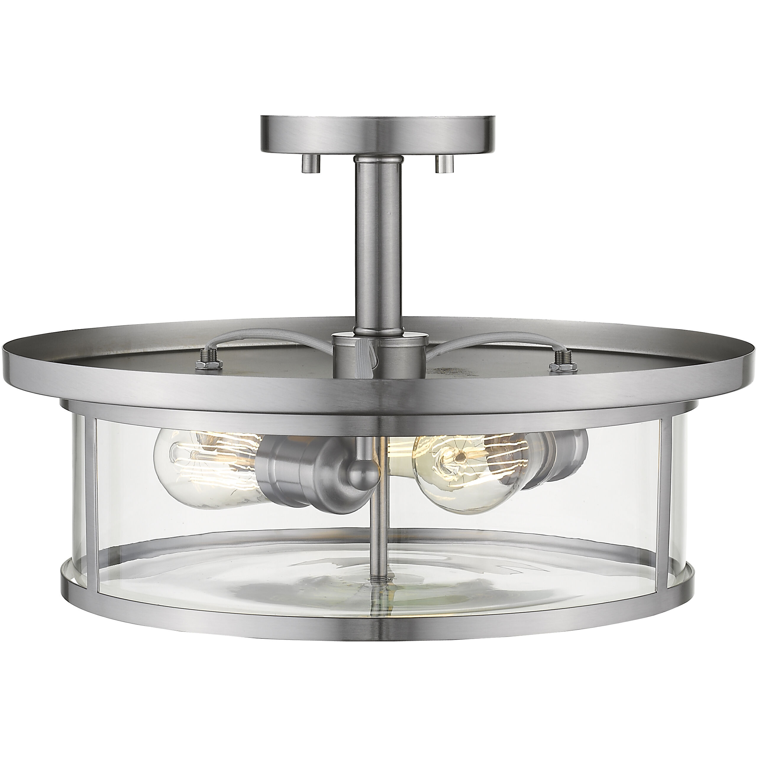 Savannah 3 Light 15.75 inch Brushed Nickel Semi Flush Mount Ceiling Light