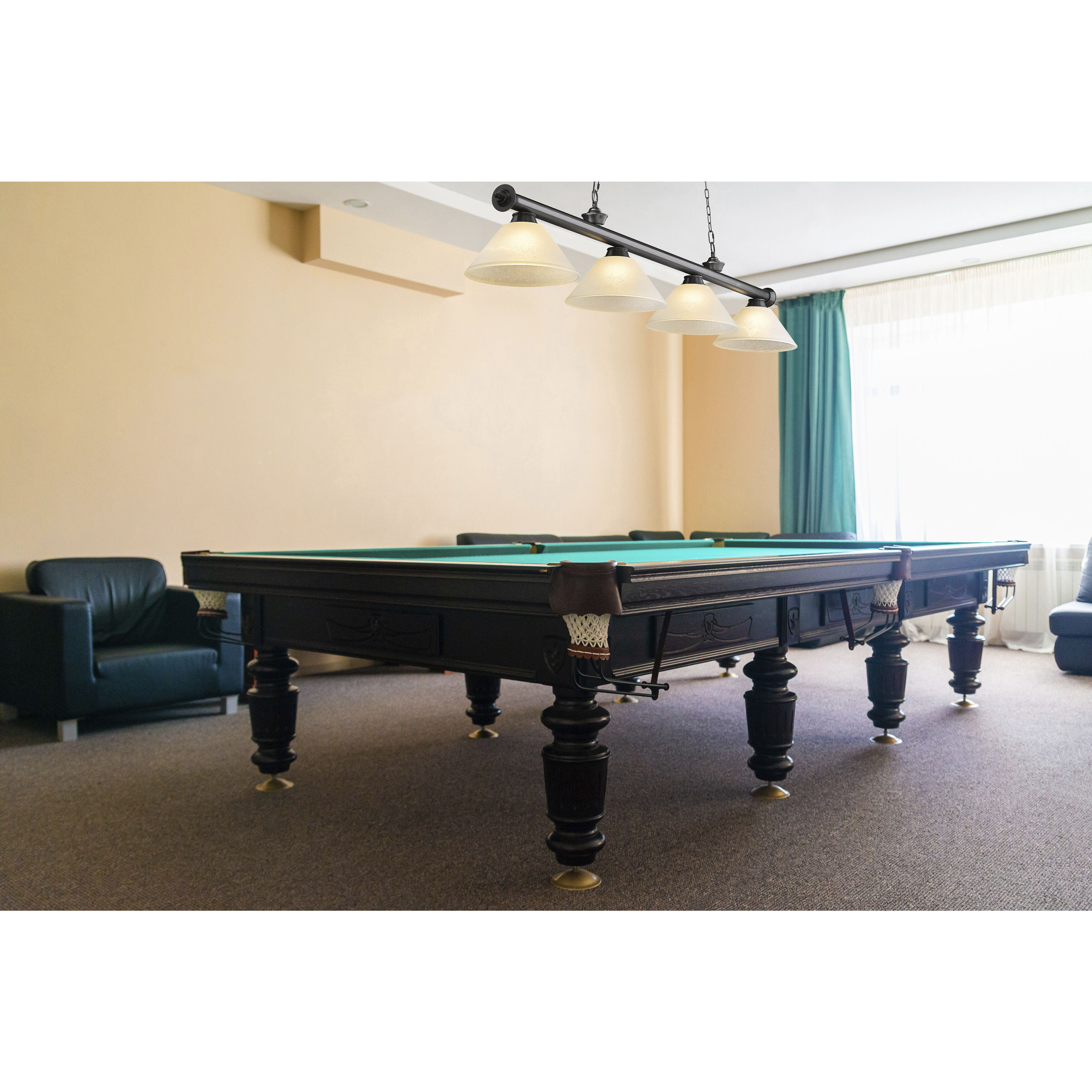 Cordon 4 Light 81.25 inch Bronze Plate Billiard Ceiling Light in White Linen Glass