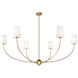 Shannon 6 Light 62 inch Rubbed Brass Chandelier Ceiling Light