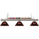 Shark 3 Light 58 inch Brushed Nickel Billiard Ceiling Light in Burgundy Acrylic
