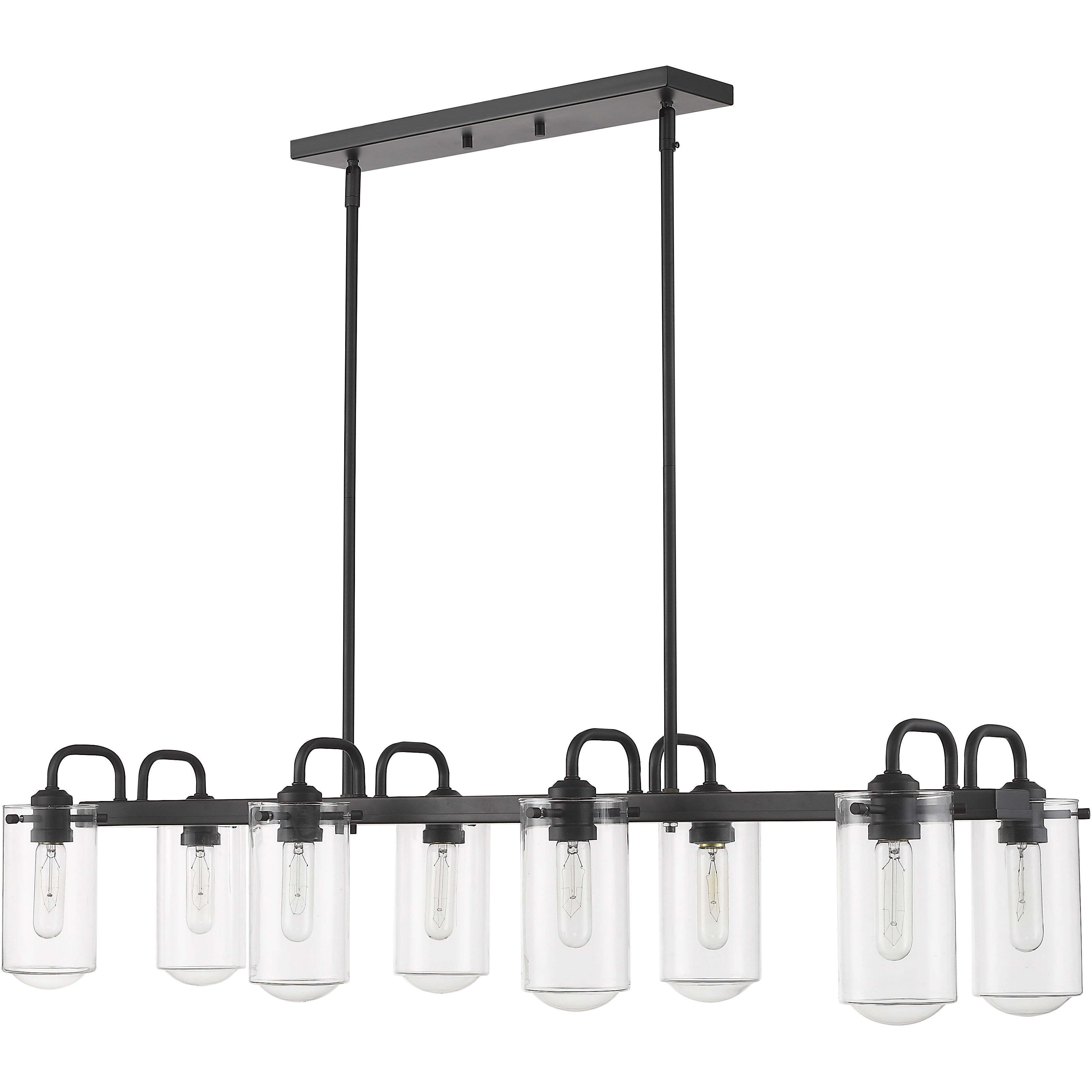 Delaney 8 Light 44 inch Matte Black Linear Chandelier Ceiling Light