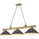 Cordon 3 Light 58 inch Rubbed Brass Billiard Ceiling Light in Bronze Steel