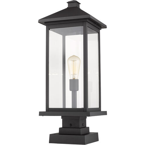 Portland 1 Light 25 inch Black Outdoor Pier Mounted Fixture in Clear Beveled Glass, 12.5
