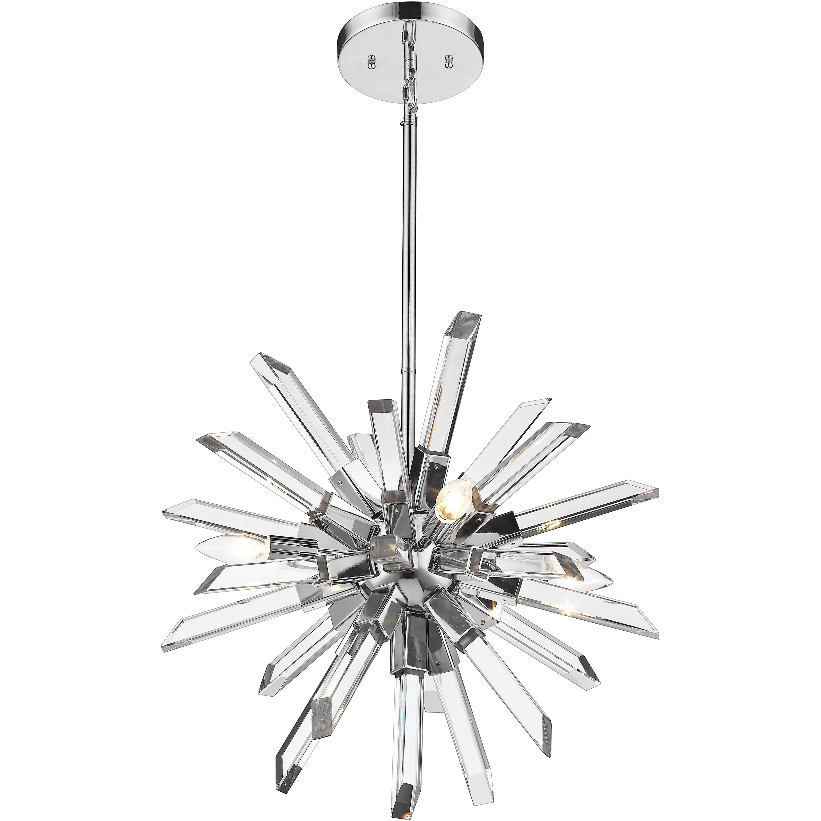 Burst 4 Light 21 inch Chrome Chandelier Ceiling Light in 24