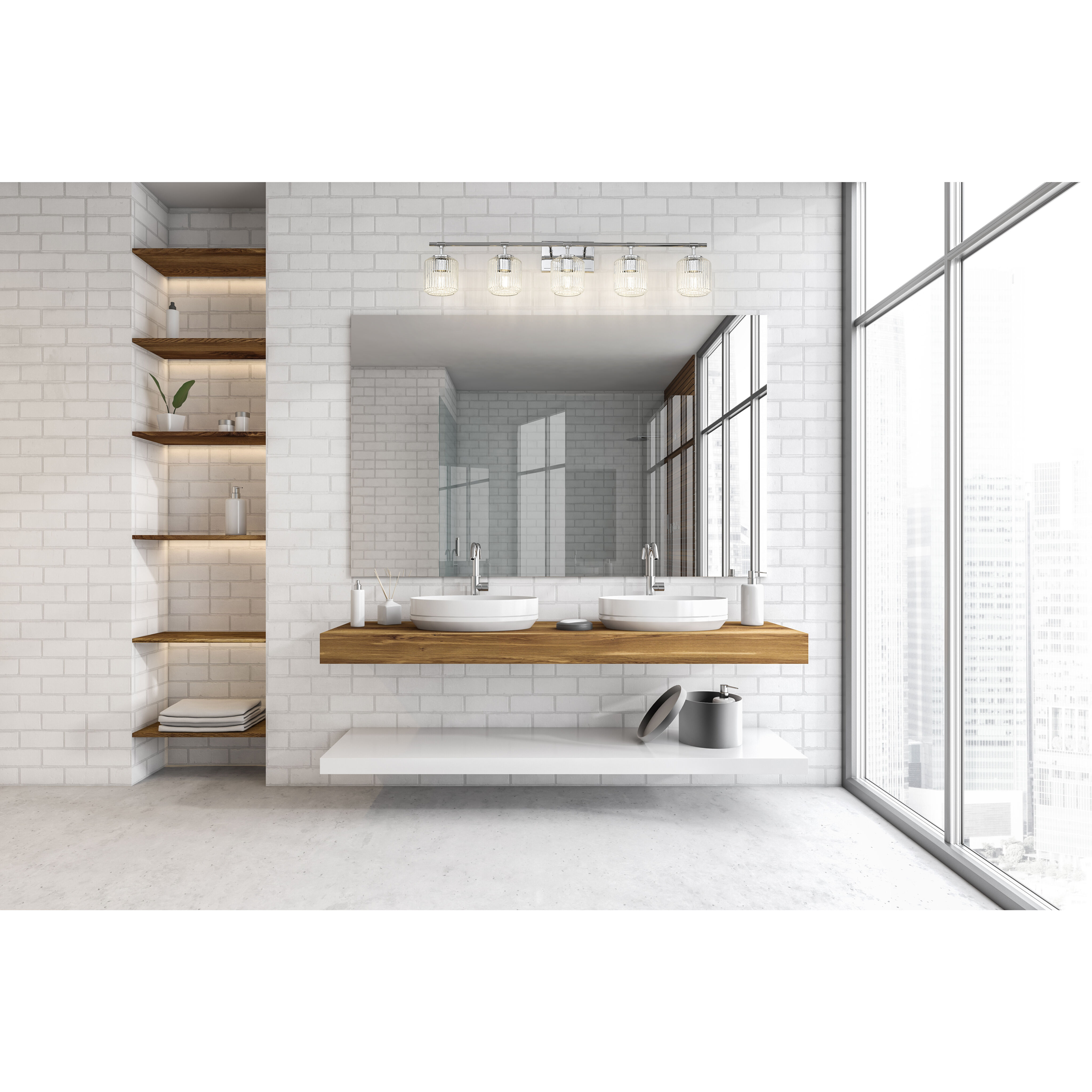 Landon 5 Light 42 inch Chrome Vanity Wall Light