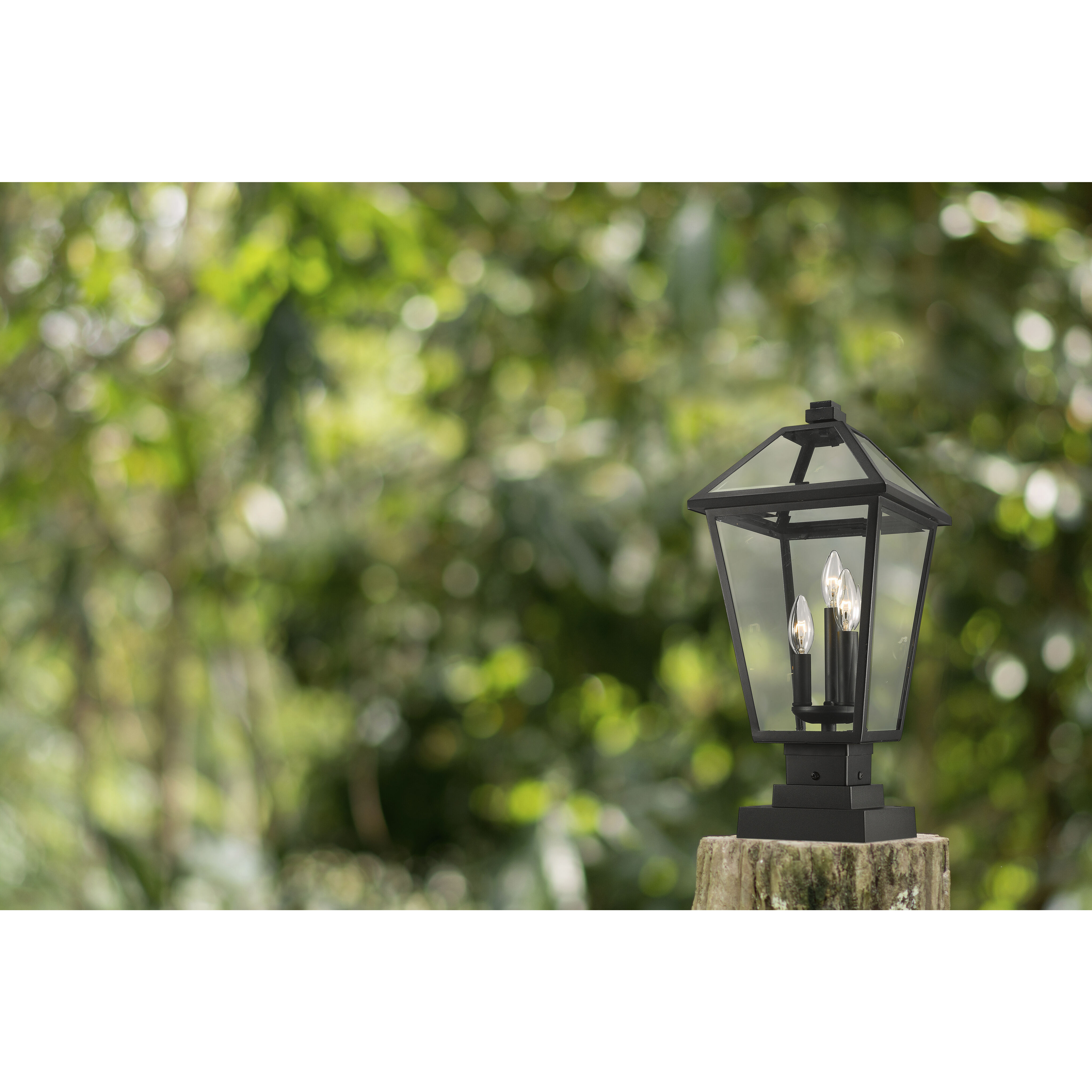Talbot 3 Light 21 inch Black Outdoor Pier Mounted Fixture in Clear Beveled Glass