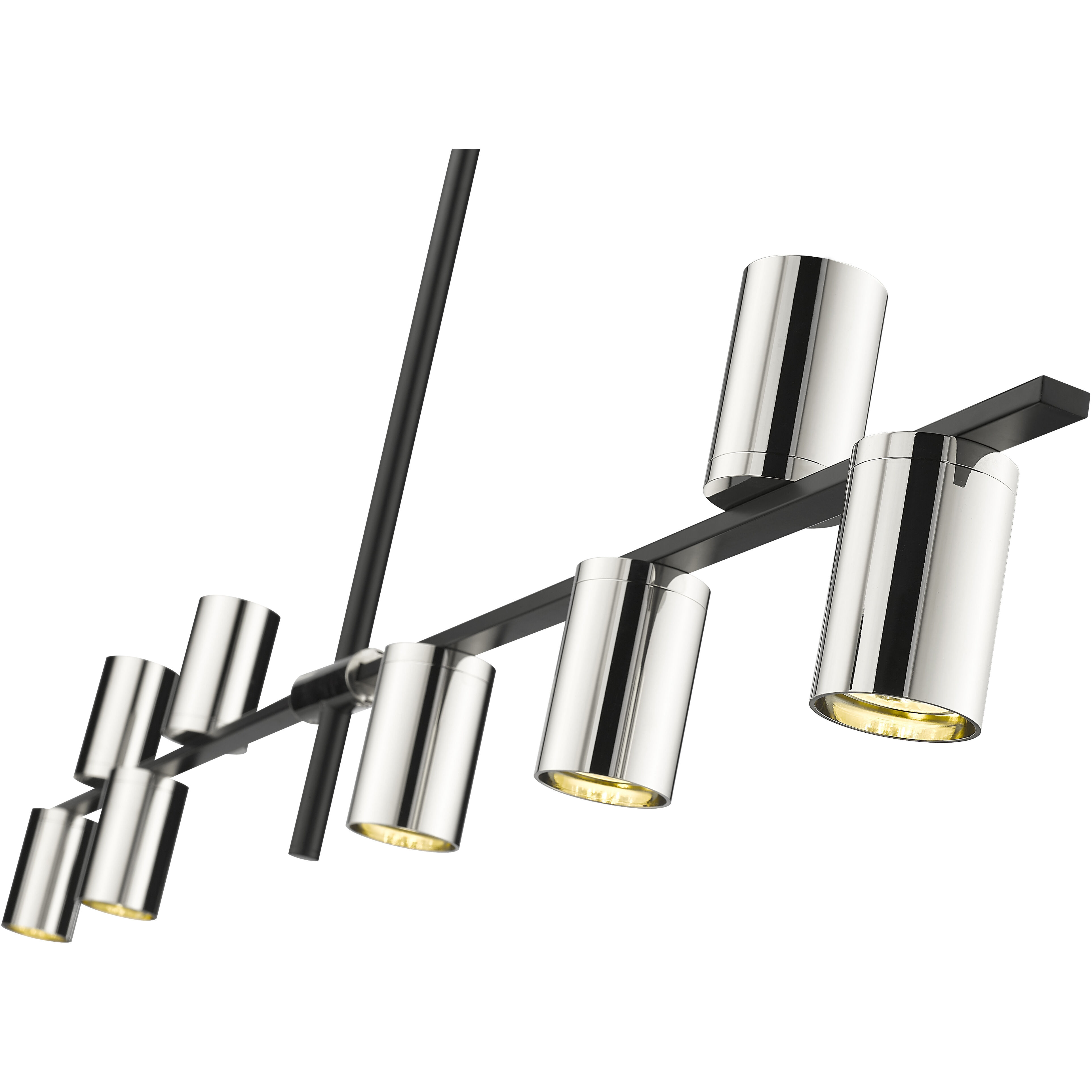 Calumet 8 Light 56 inch Matte Black and Polished Nickel Linear Chandelier Ceiling Light