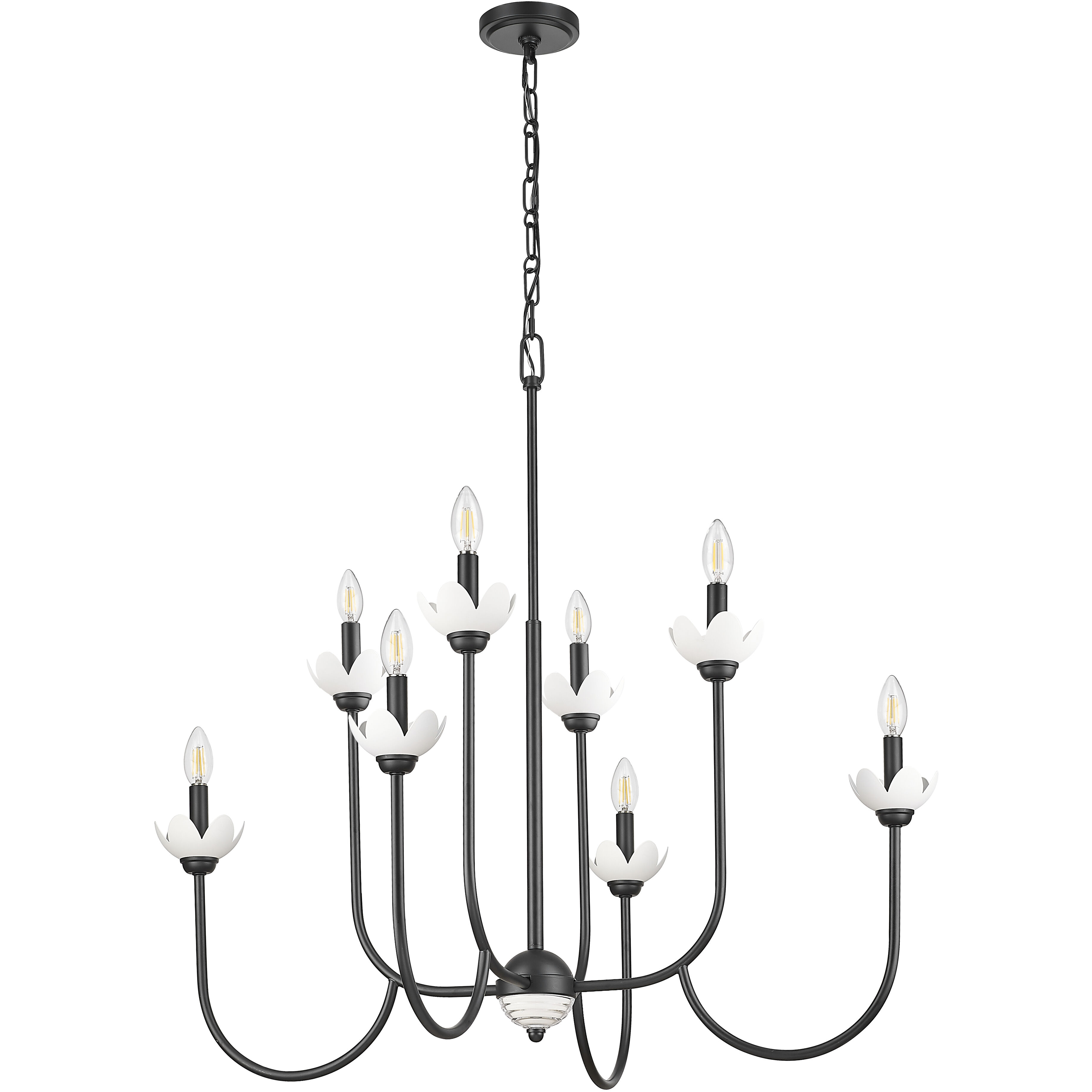 Allistair 8 Light 36 inch Matte Black Chandelier Ceiling Light