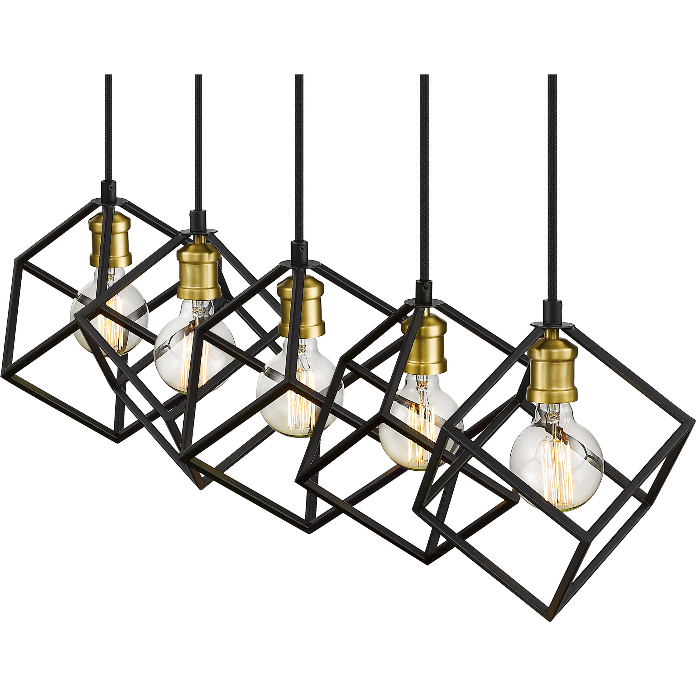 Vertical 5 Light 54 inch Bronze and Olde Brass Linear Chandelier Ceiling Light