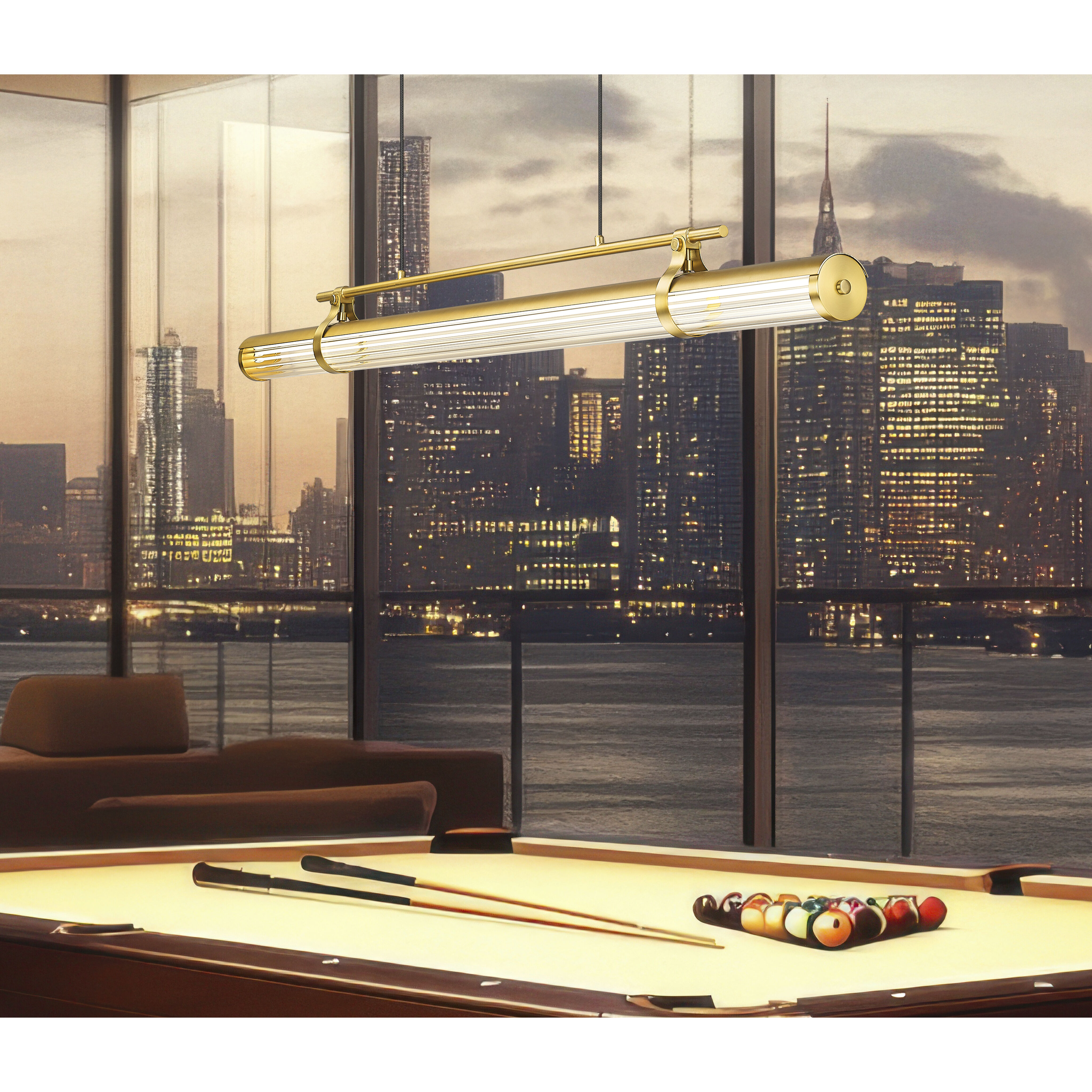 Benoit LED 56 inch Modern Gold Billiard Light Ceiling Light