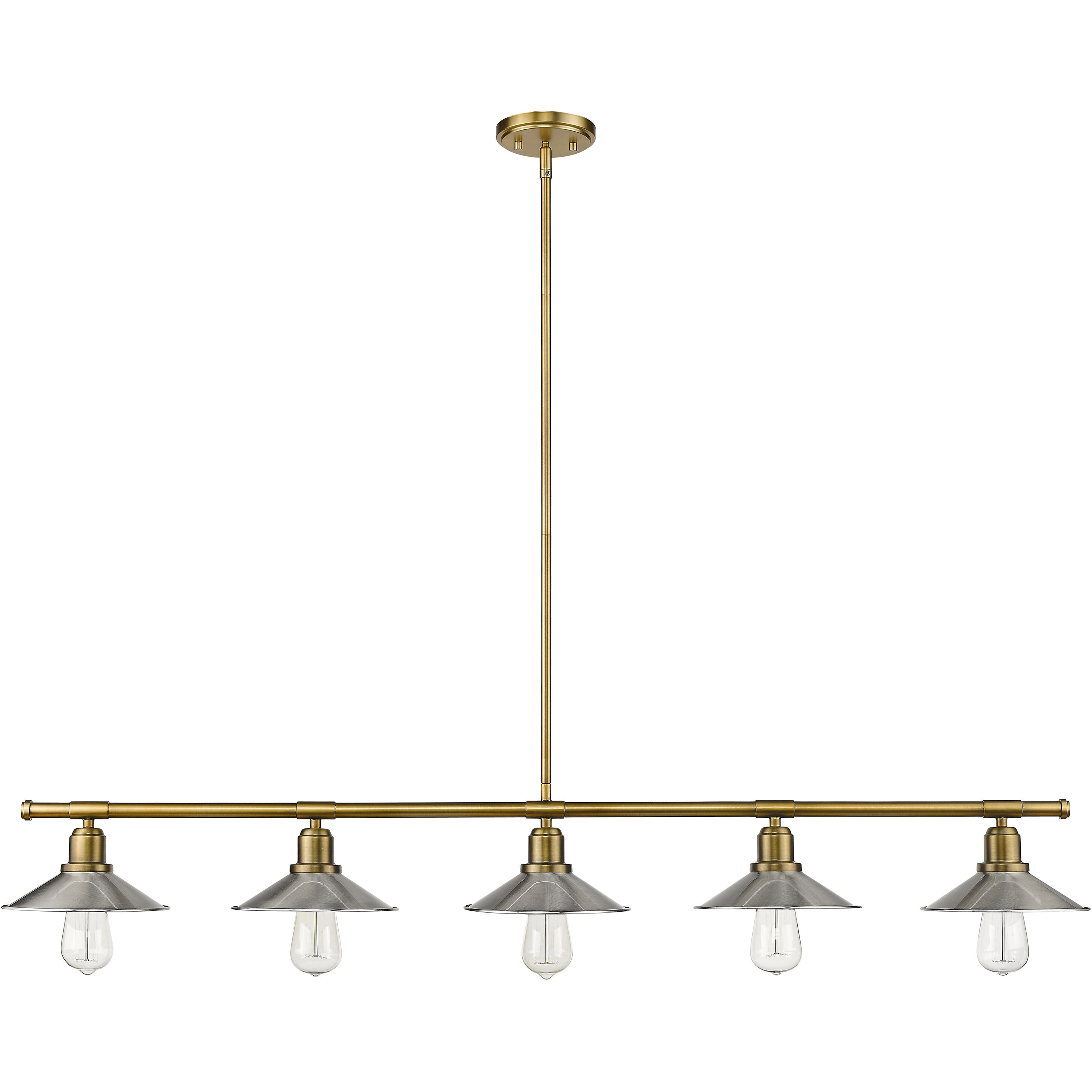 Casa 5 Light 51.5 inch Factory Brass Linear Chandelier Ceiling Light in Brushed Nickel Steel