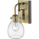 Kraken 1 Light 5.25 inch Matte Black and Olde Brass Wall Sconce Wall Light