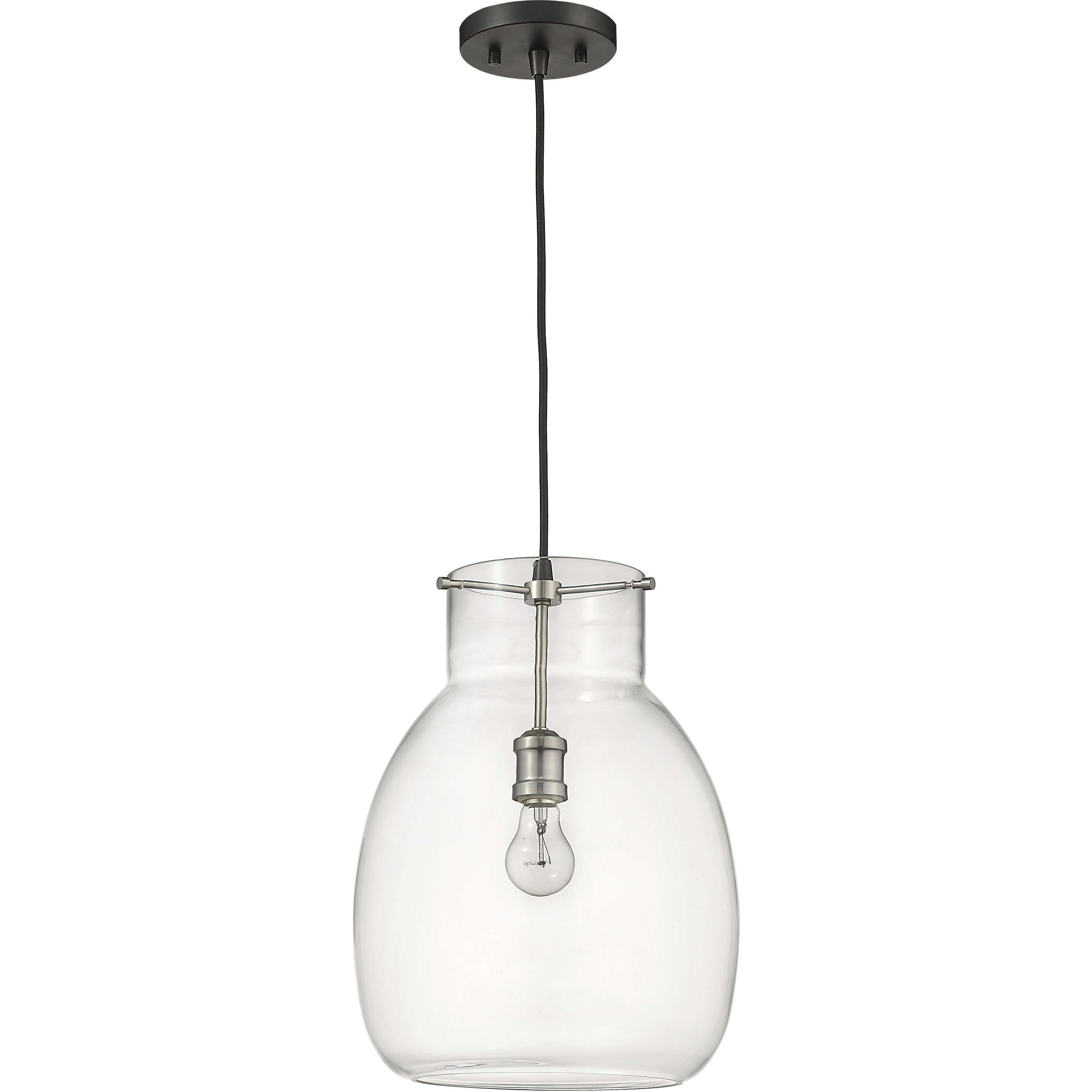 Bella 1 Light 12 inch Matte Black and Brushed Nickel Pendant Ceiling Light
