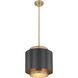 Harlech 1 Light 12.25 inch Bronze and Rubbed Brass Pendant Ceiling Light in Bronze and Brass