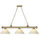 Cordon 3 Light 57.25 inch Rubbed Brass Billiard Ceiling Light in Golden Mottle Glass