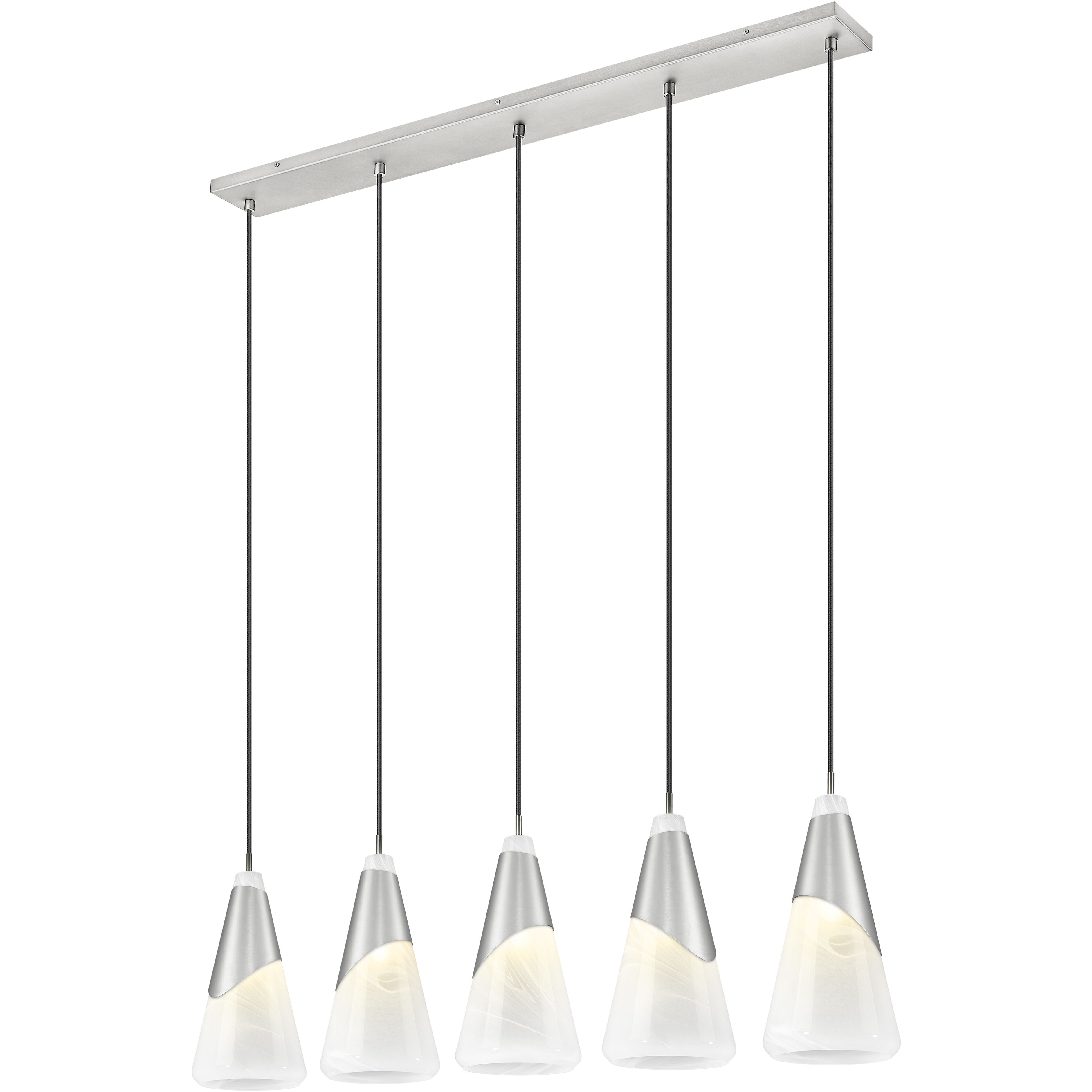 Aimie Linear Chandelier Ceiling Light in Brushed Nickel