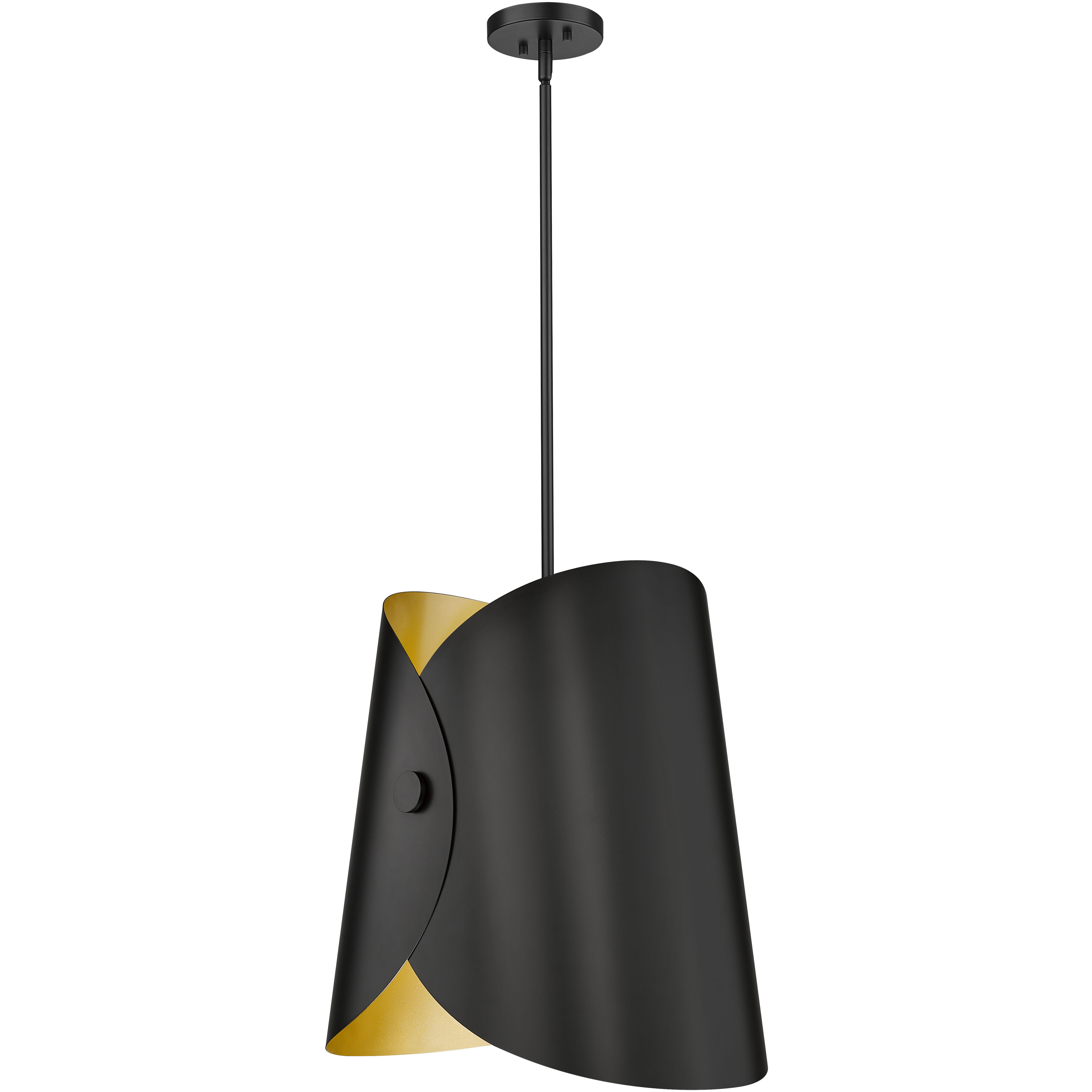 Salone 1 Light 14.25 inch Matte Black Pendant Ceiling Light in Matte Black Outer,  Gold Inner