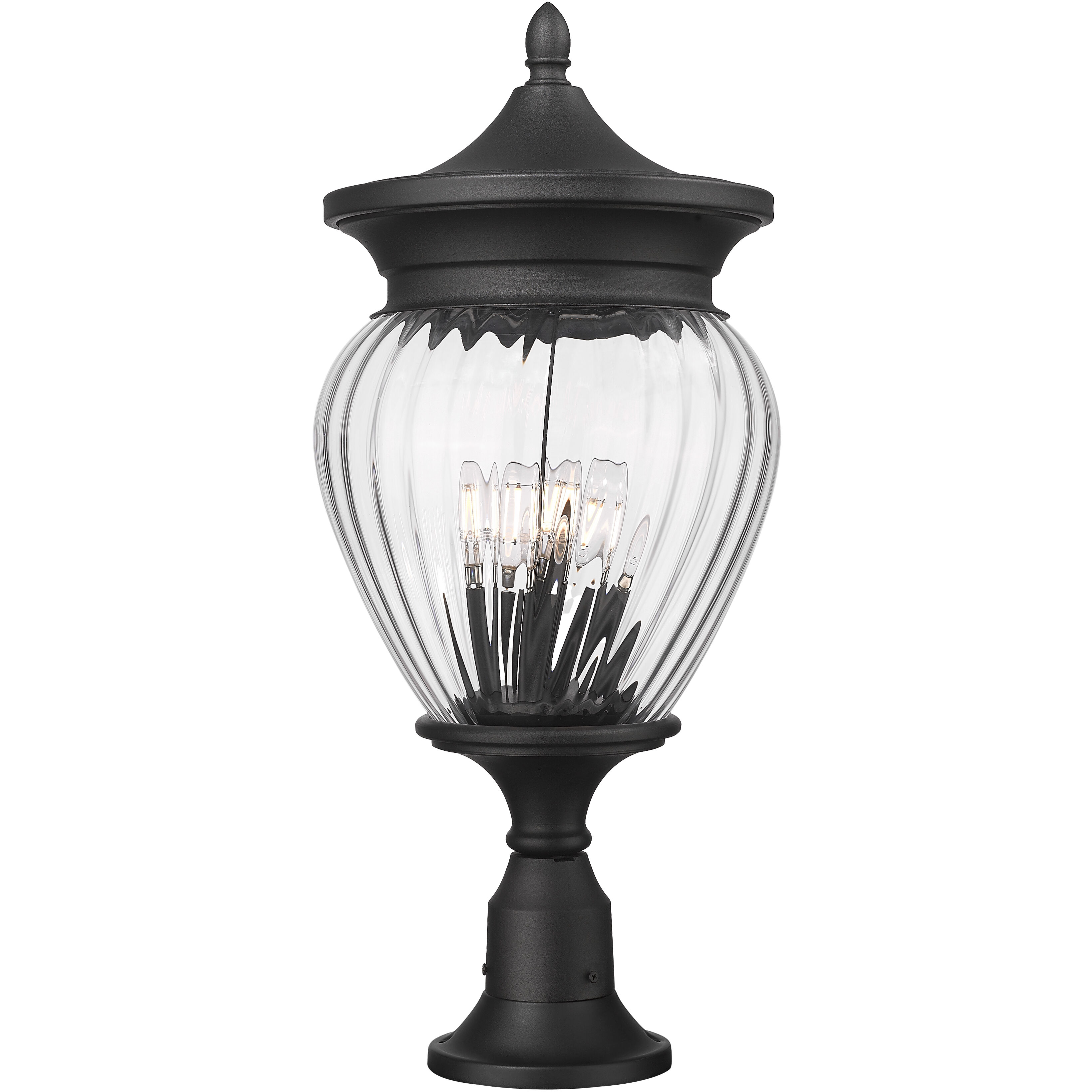 Davina 4 Light 27.25 inch Black Outdoor Pier Mounted Fixture in G9