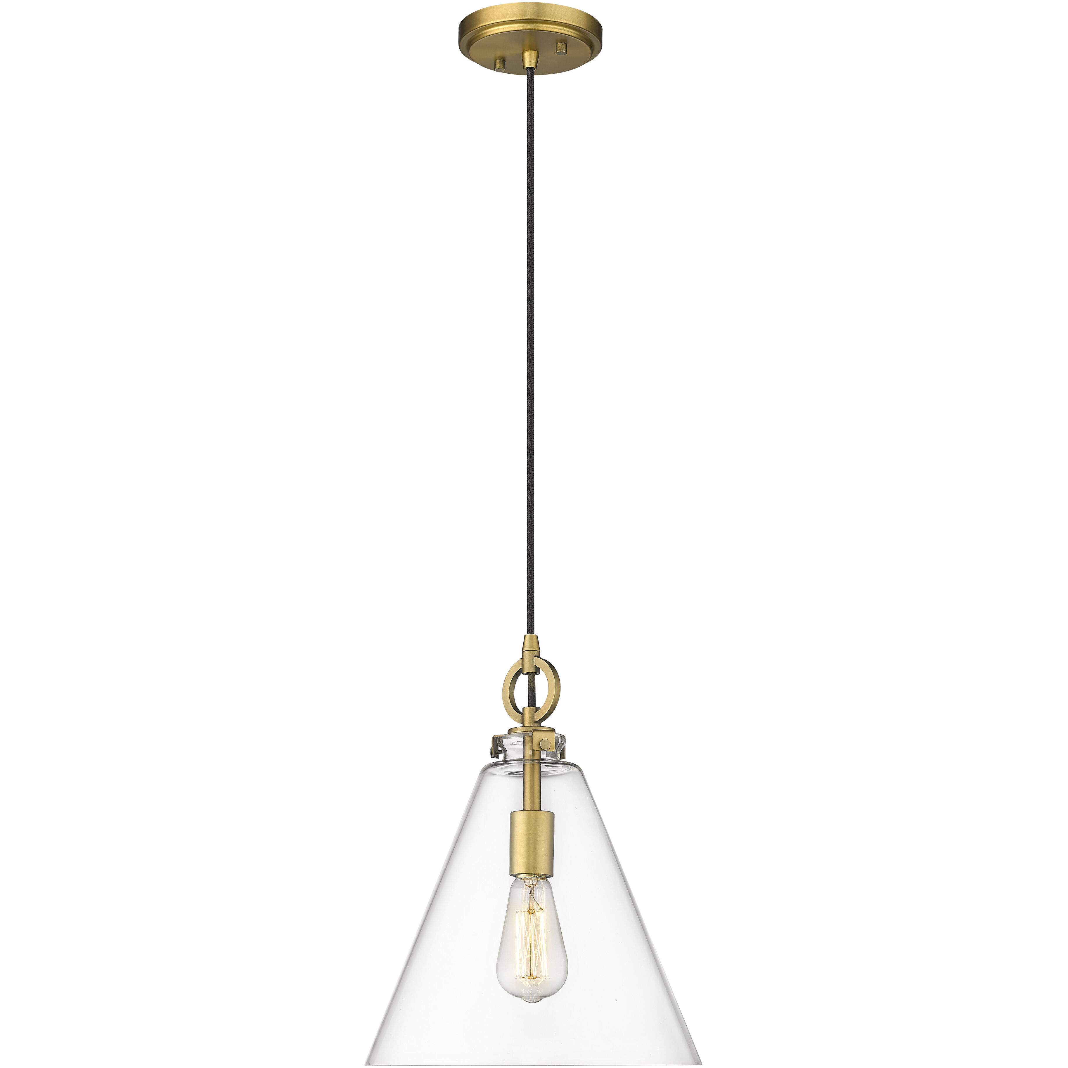 Harper 1 Light 11.5 inch Rubbed Brass Pendant Ceiling Light