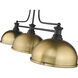 Melange 3 Light 52 inch Matte Black Billiard Ceiling Light in Heritage Brass Metal and Glass