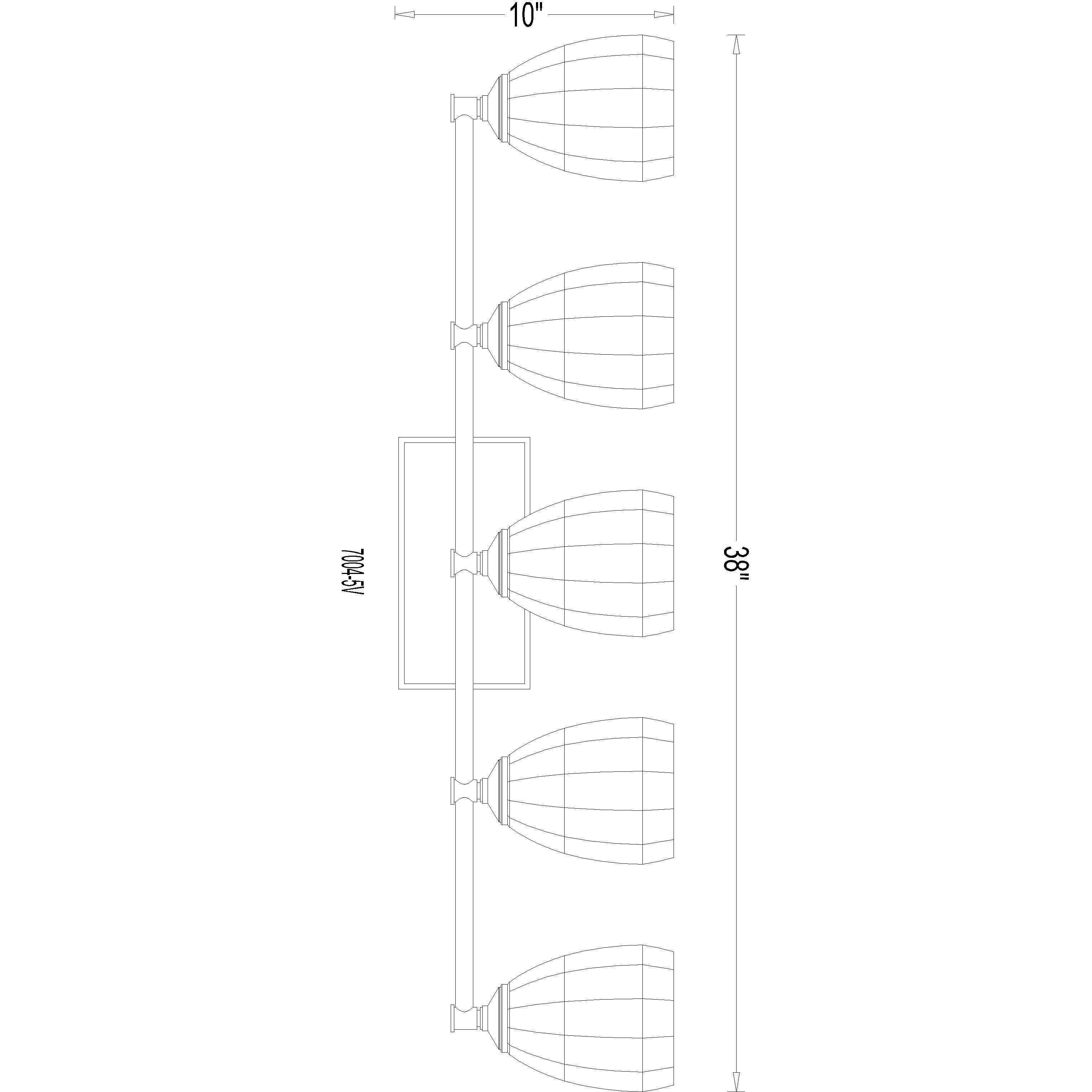 Oren 5 Light 38 inch Brushed Nickel Bath Vanity Light Wall Light