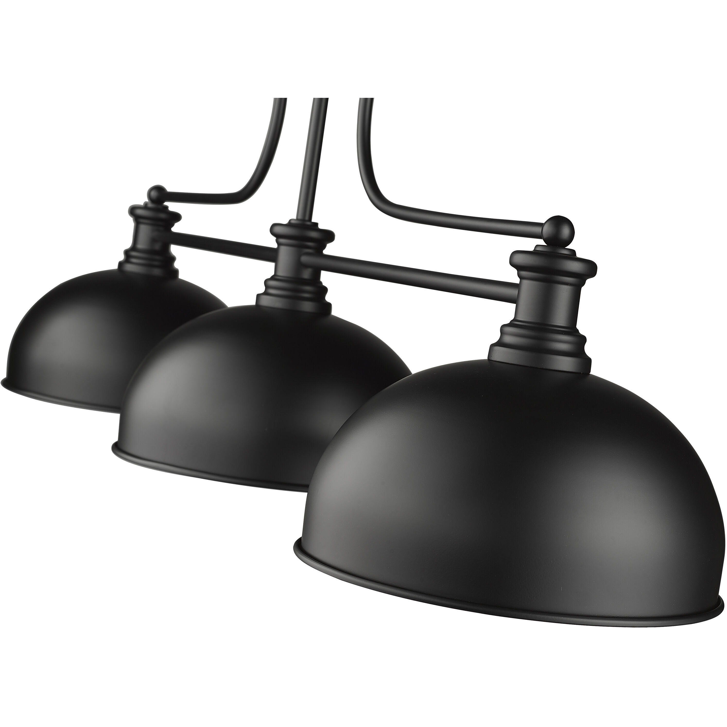 Melange 3 Light 52 inch Matte Black Billiard Ceiling Light in Matte Opal Glass