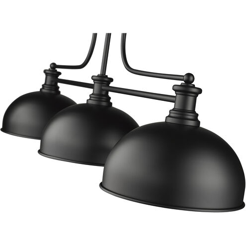 Melange 3 Light 52 inch Matte Black Billiard Ceiling Light in Matte Opal Glass