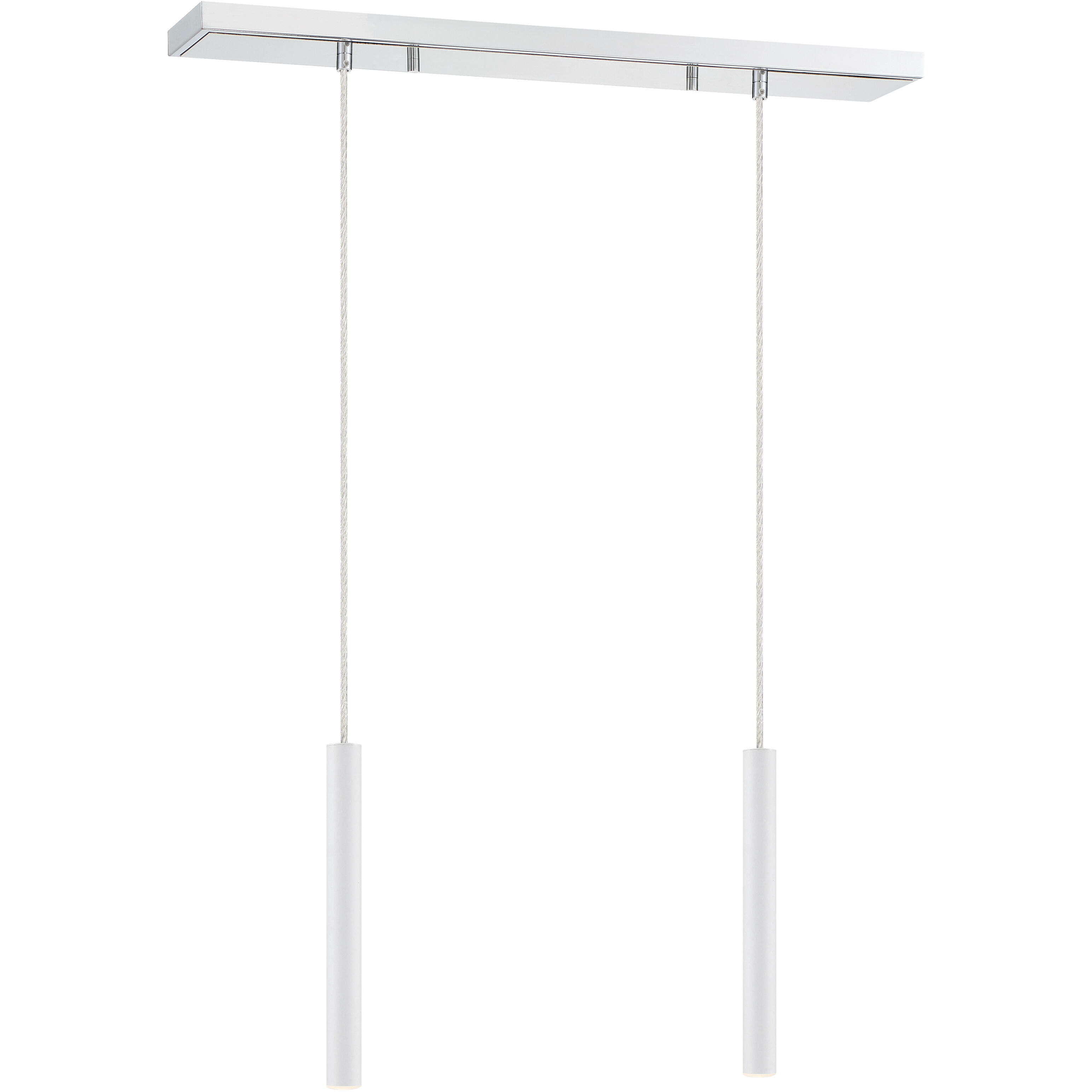 Forest LED 30 inch Chrome Linear Chandelier Ceiling Light in 2, 11, Matte White Steel