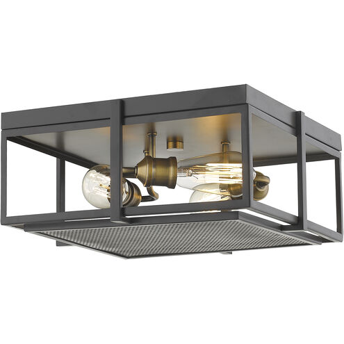 Halcyon 3 Light 15.75 inch Bronze and Heritage Brass Flush Mount Ceiling Light