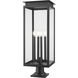 Nova 4 Light 29.5 inch Black Outdoor Pier Mounted Fixture in Clear Glass