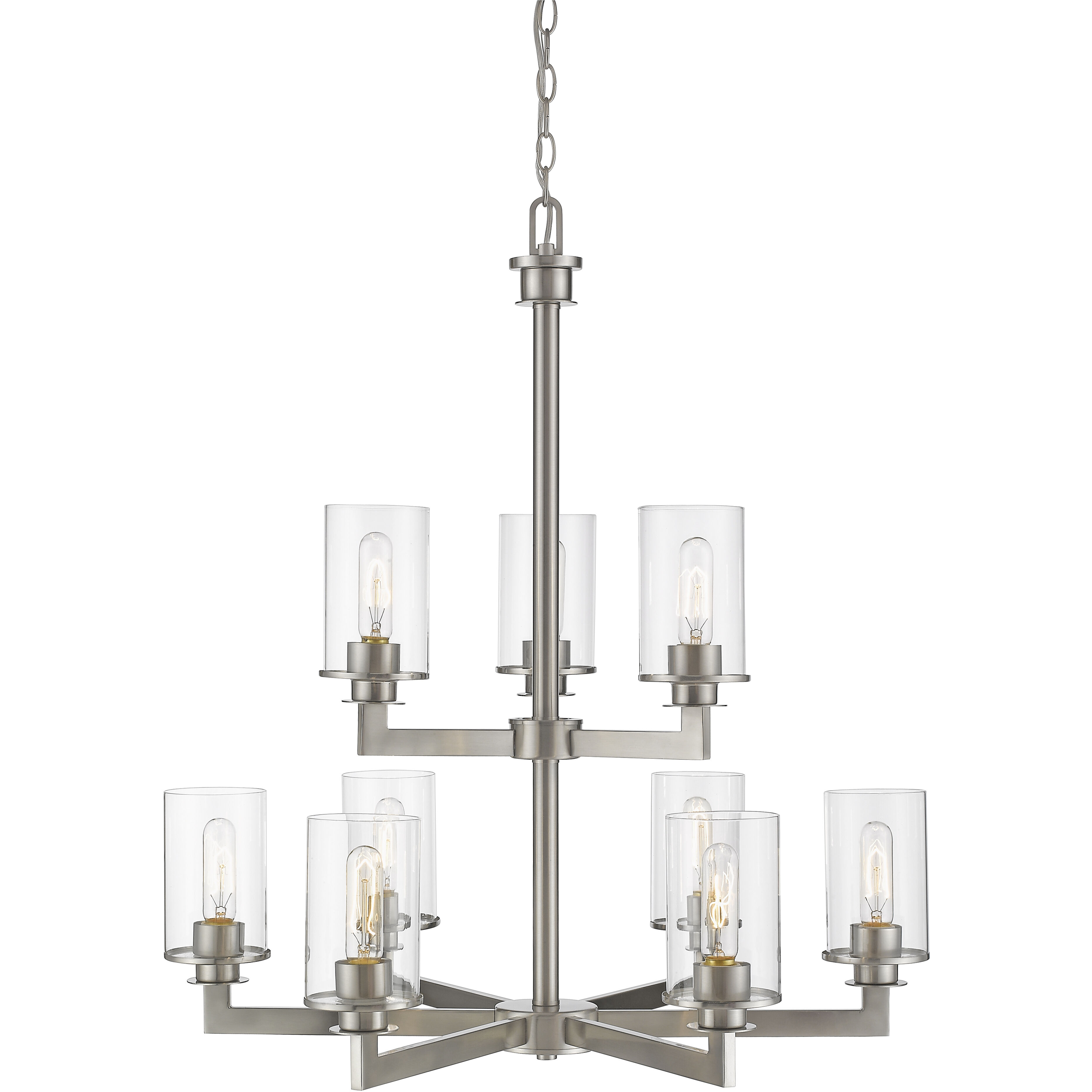 Savannah 9 Light 29 inch Brushed Nickel Chandelier Ceiling Light