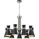 Soriano 9 Light 32 inch Matte Black and Brushed Nickel Chandelier Ceiling Light